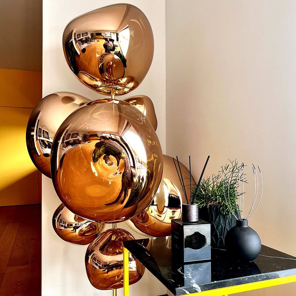 Melt Chandelier Floor Lamp | Polycarbonate, Metallic Reflective Surface