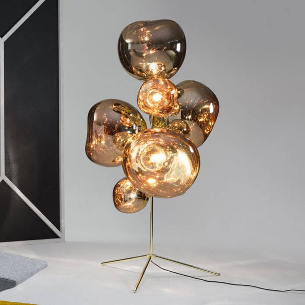 Melt Chandelier Floor Lamp | Polycarbonate, Metallic Reflective Surface