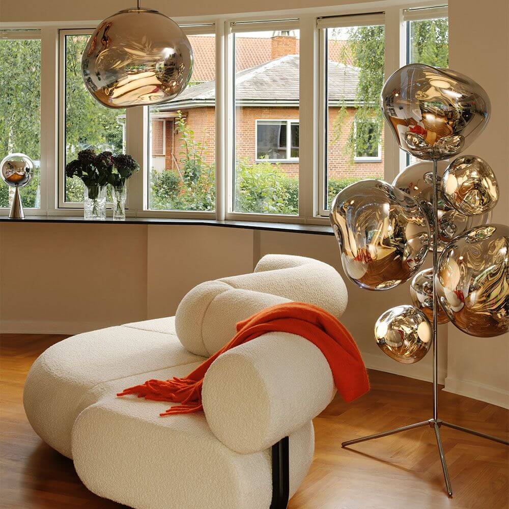 Melt Chandelier Floor Lamp | Polycarbonate, Metallic Reflective Surface