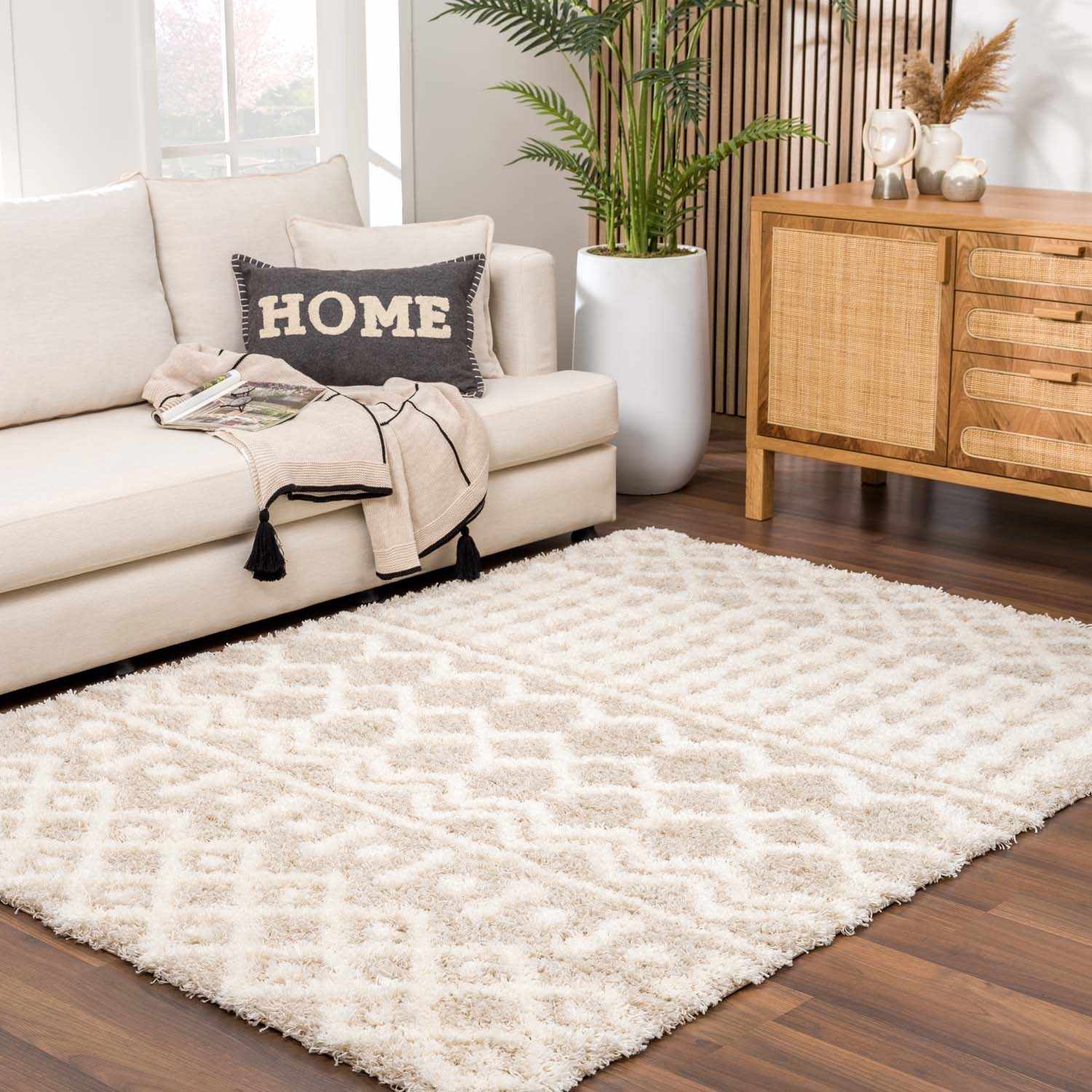 Creston Area Rug Plush Pile 100% Polypropylene Cream Beige