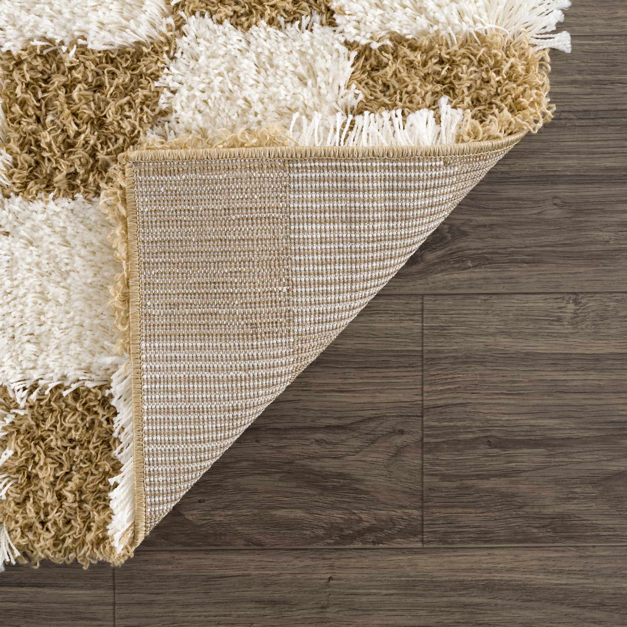 Astra Area Rug  Mustard Checkered, Plush Pile, Machine Woven