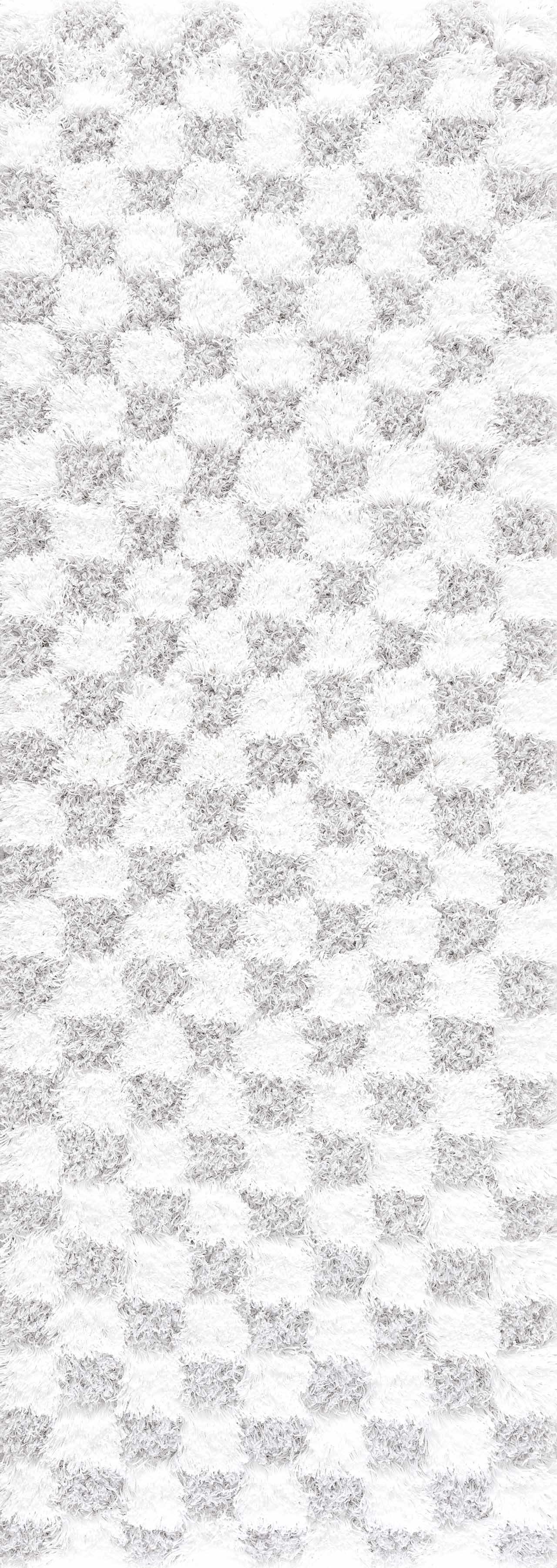 Bristol Area Rug  Gray Checkered  Plush Pile, Contemporary Style