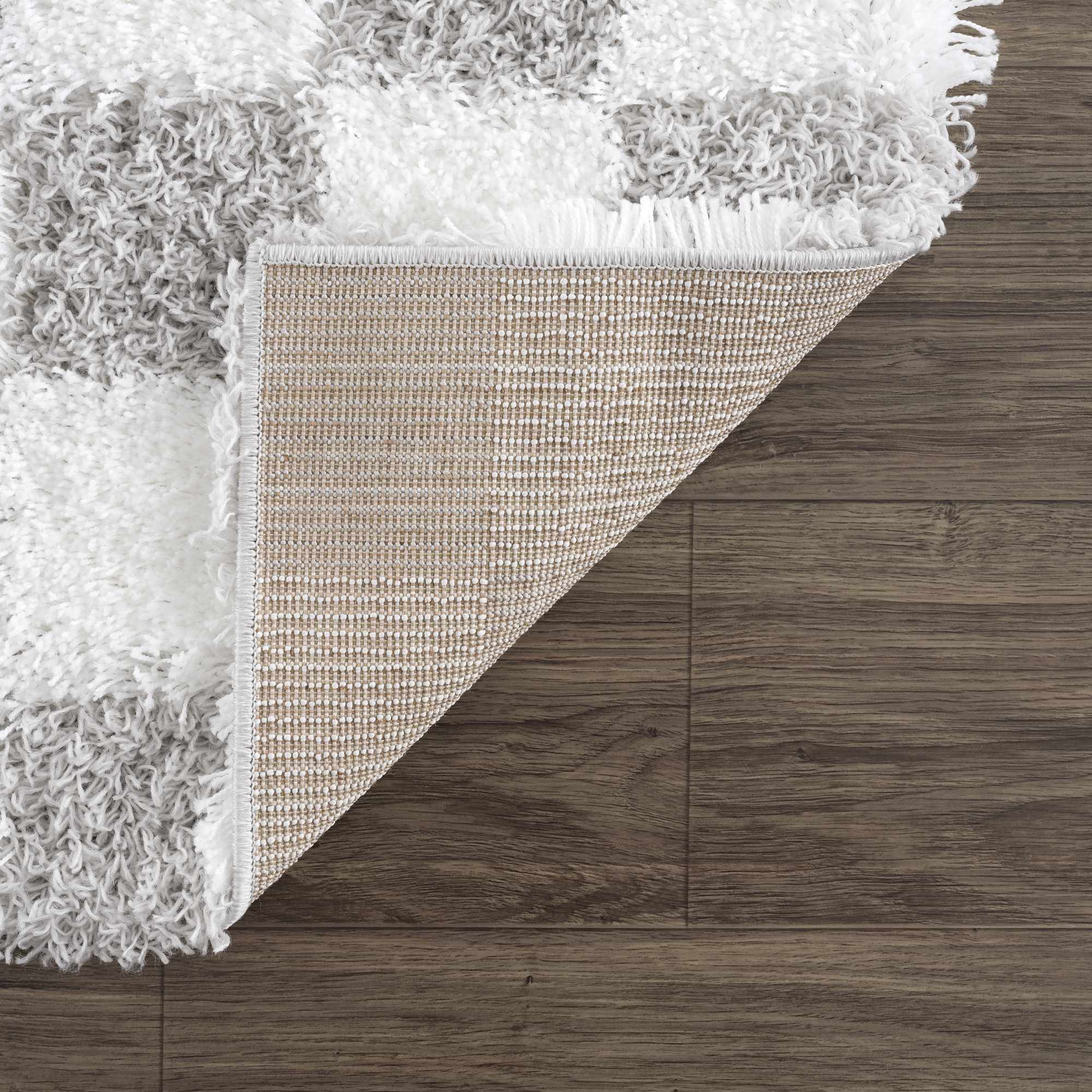 Bristol Area Rug  Gray Checkered  Plush Pile, Contemporary Style
