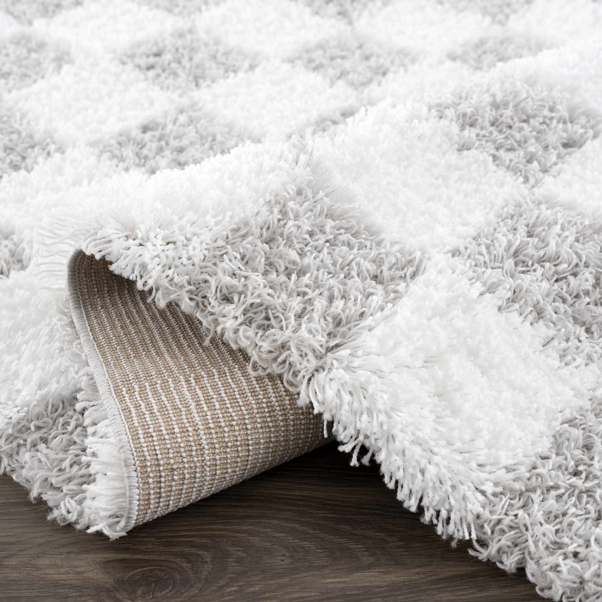 Bristol Area Rug  Gray Checkered  Plush Pile, Contemporary Style