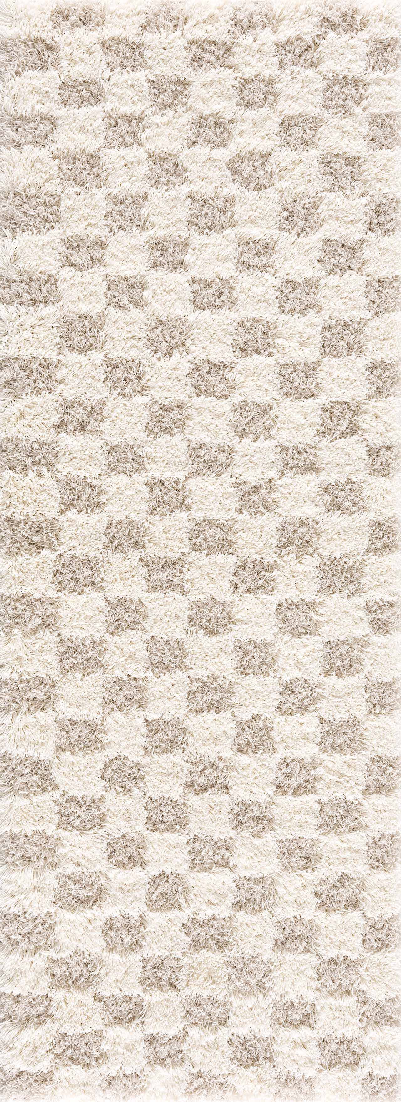 Atira Checkered Area Rug  Plush Polypropylene, Contemporary Design