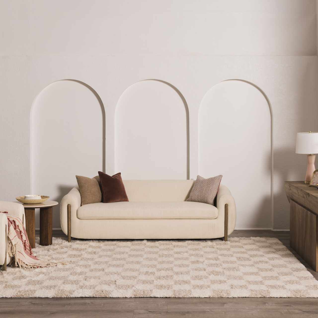 Atira Checkered Area Rug  Plush Polypropylene, Contemporary Design