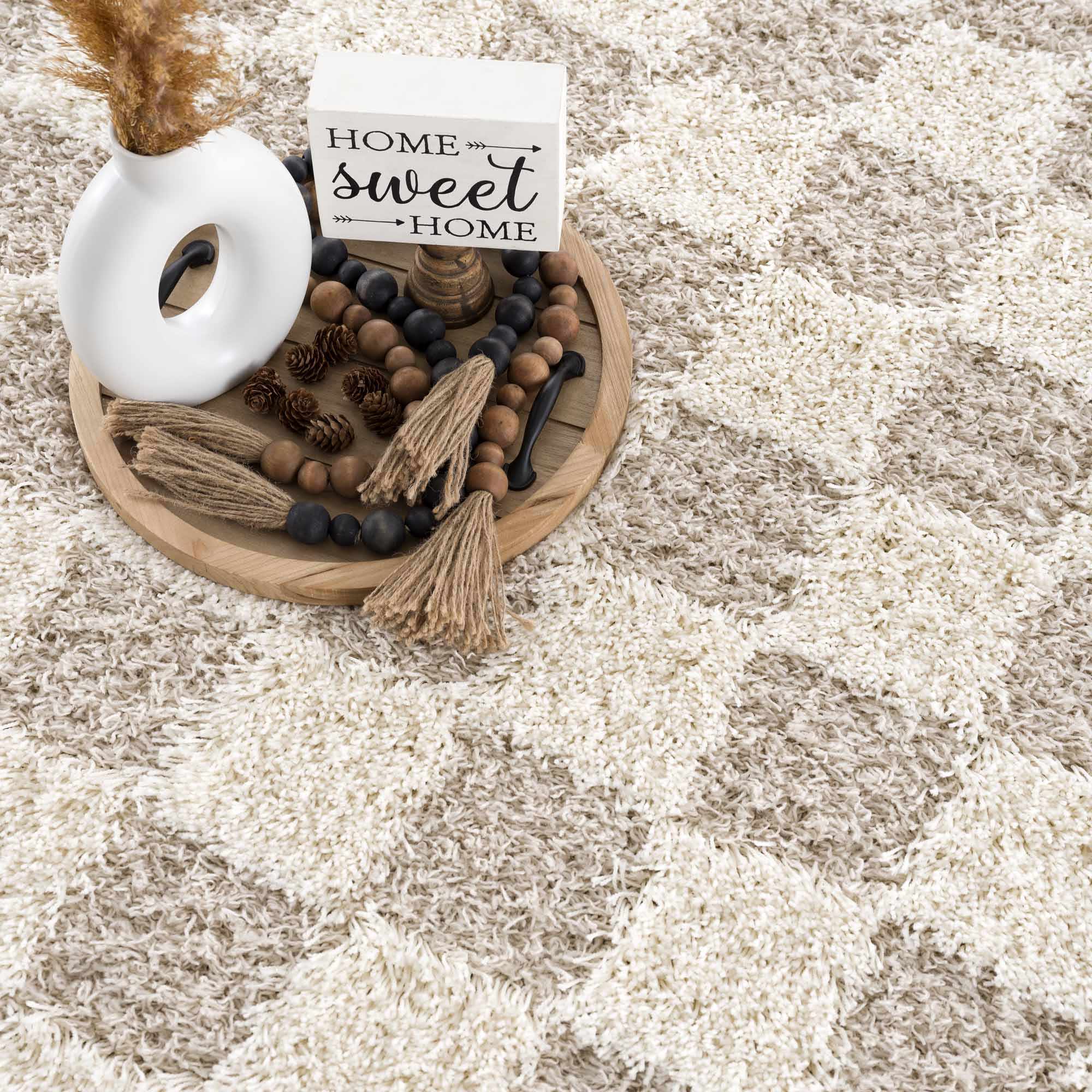 Atira Checkered Area Rug  Plush Polypropylene, Contemporary Design