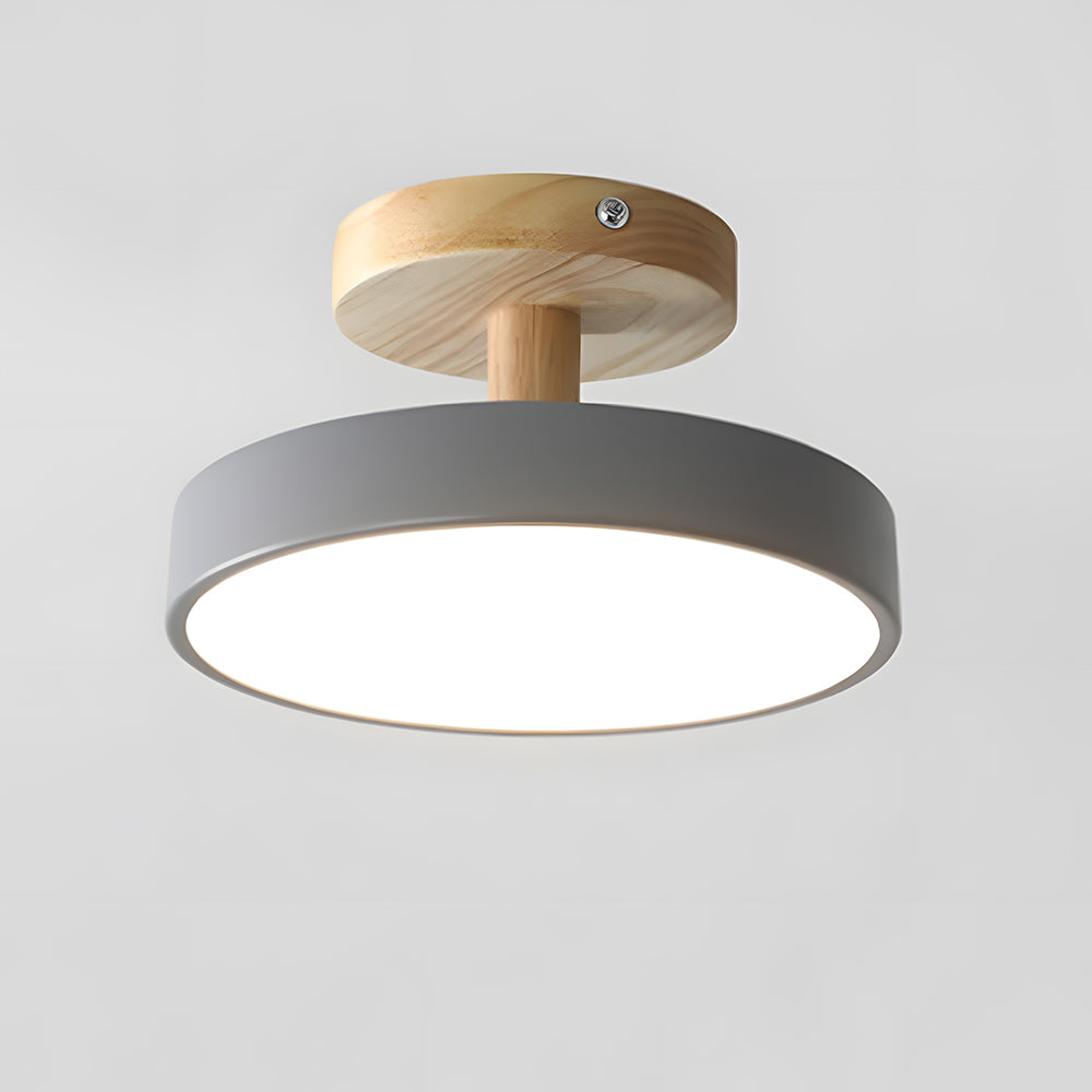 Bela LED Plafondlamp | Hout, Compact Ontwerp 18cm