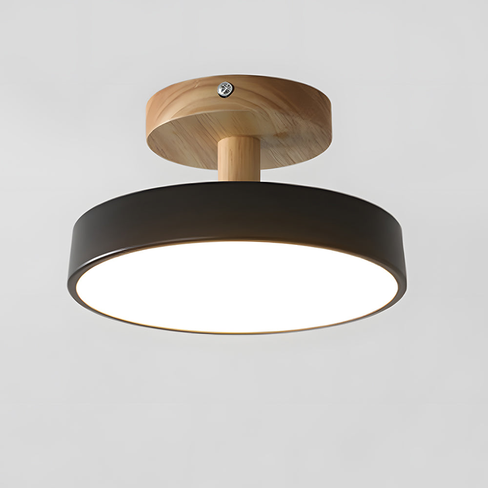 Bela LED Plafondlamp | Hout, Compact Ontwerp 18cm