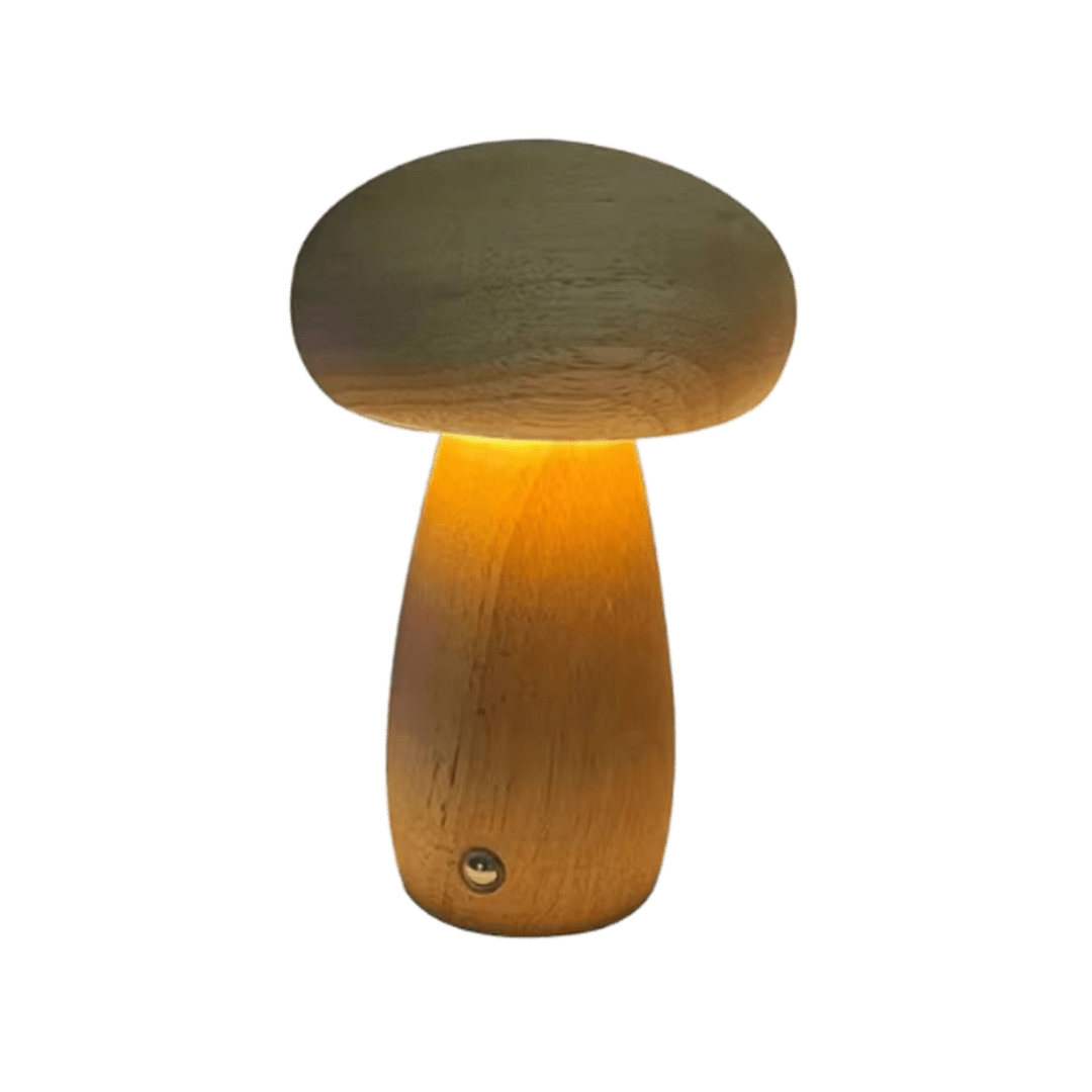 Boreal Mushroom Lamp | Natural Wood, Touch Control Dimming
