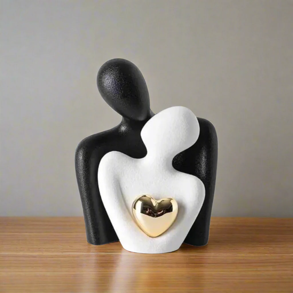 Bello Keramiek Beeld | Minimalistisch met Gouden Hartdetail