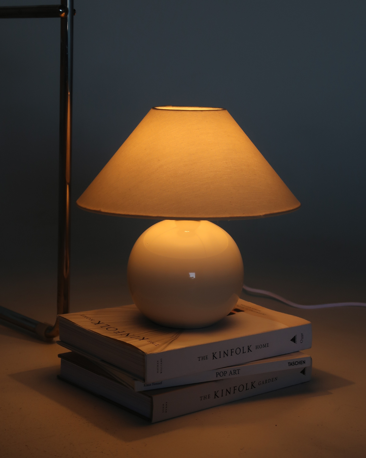 Fiora Table Lamp | Glossy Ceramic Base, Cotton Shade