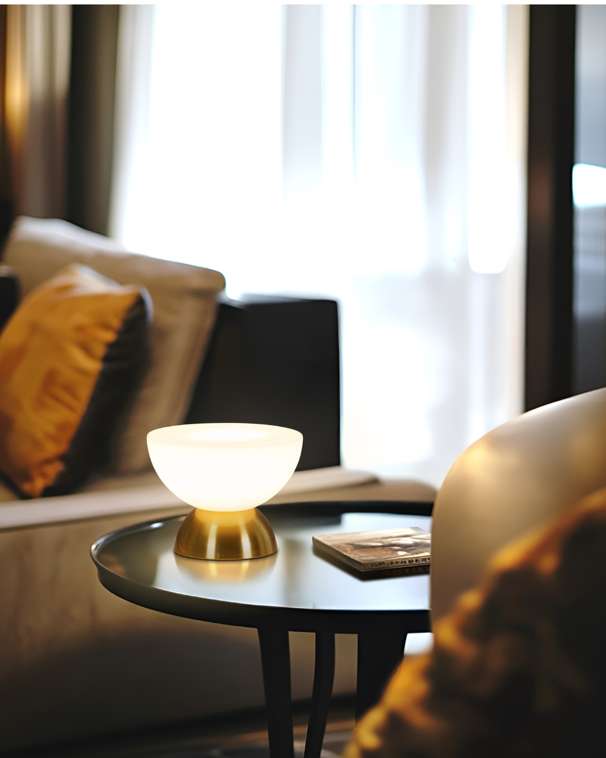 Luma Table Lamp | Dimmable Frosted Glass, Brass Finish