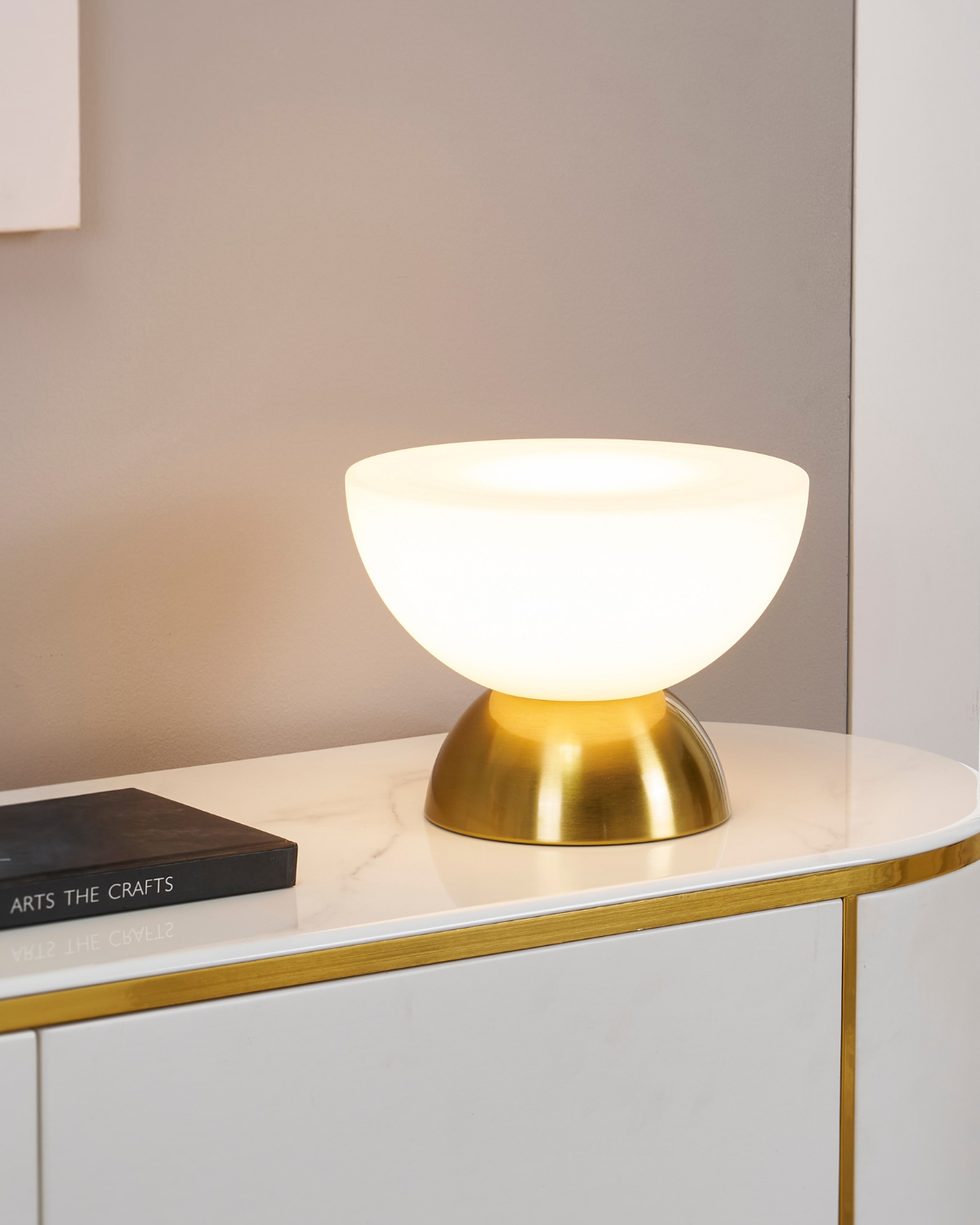 Luma Table Lamp | Dimmable Frosted Glass, Brass Finish