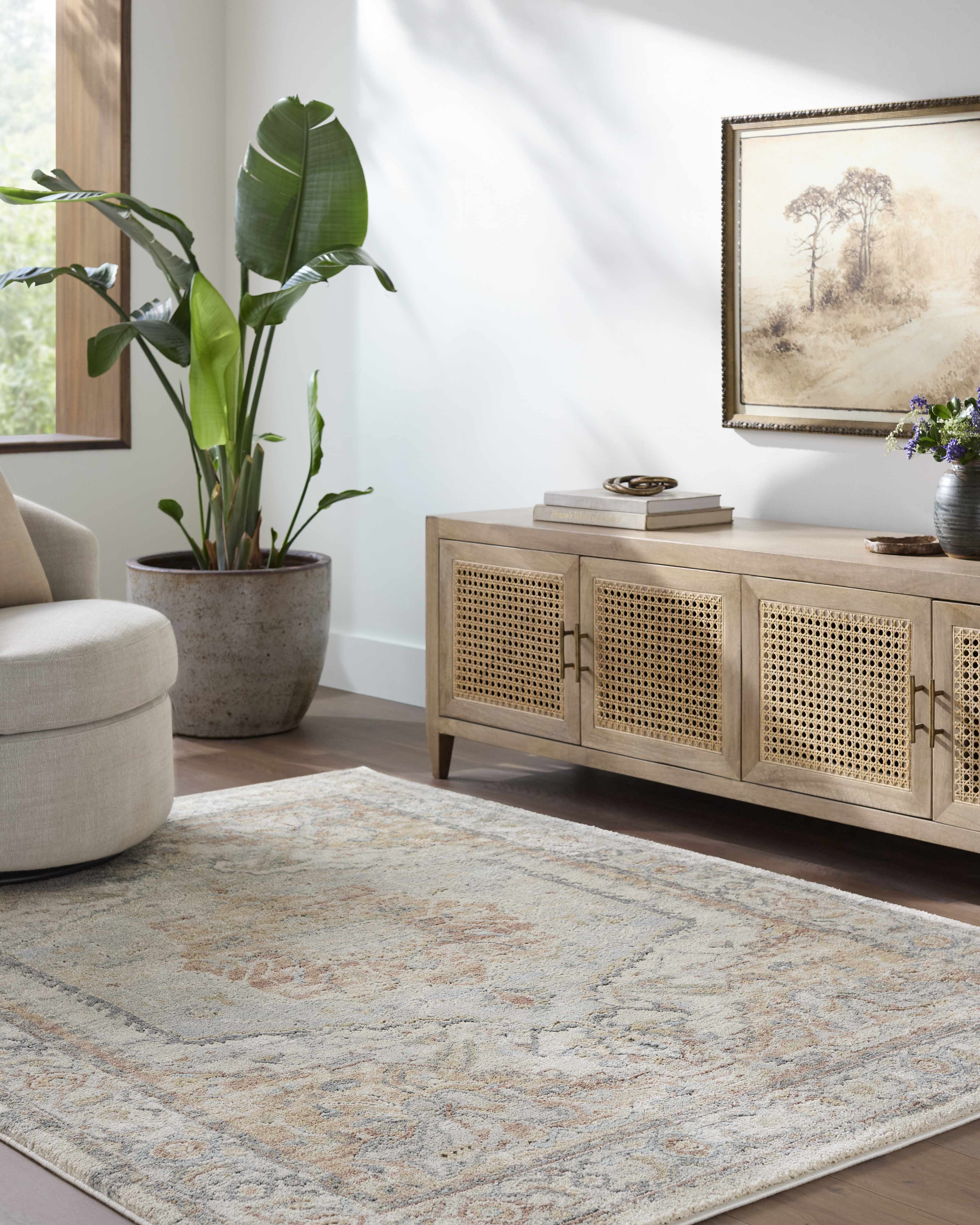 Bela Luxe Rug  High Pile, Machine Woven, Beige & Blue