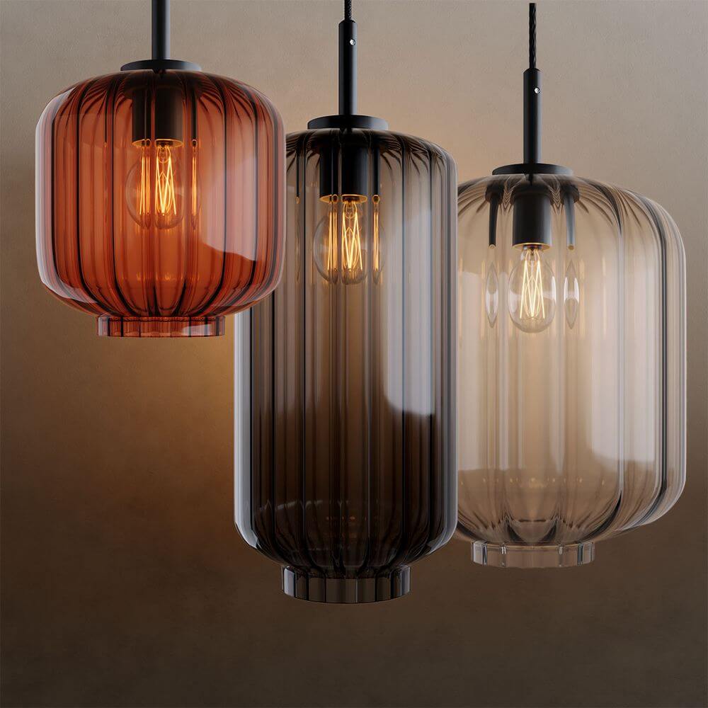Bello Pendant Light | 500cm Black Cable, Mouth-Blown Glass