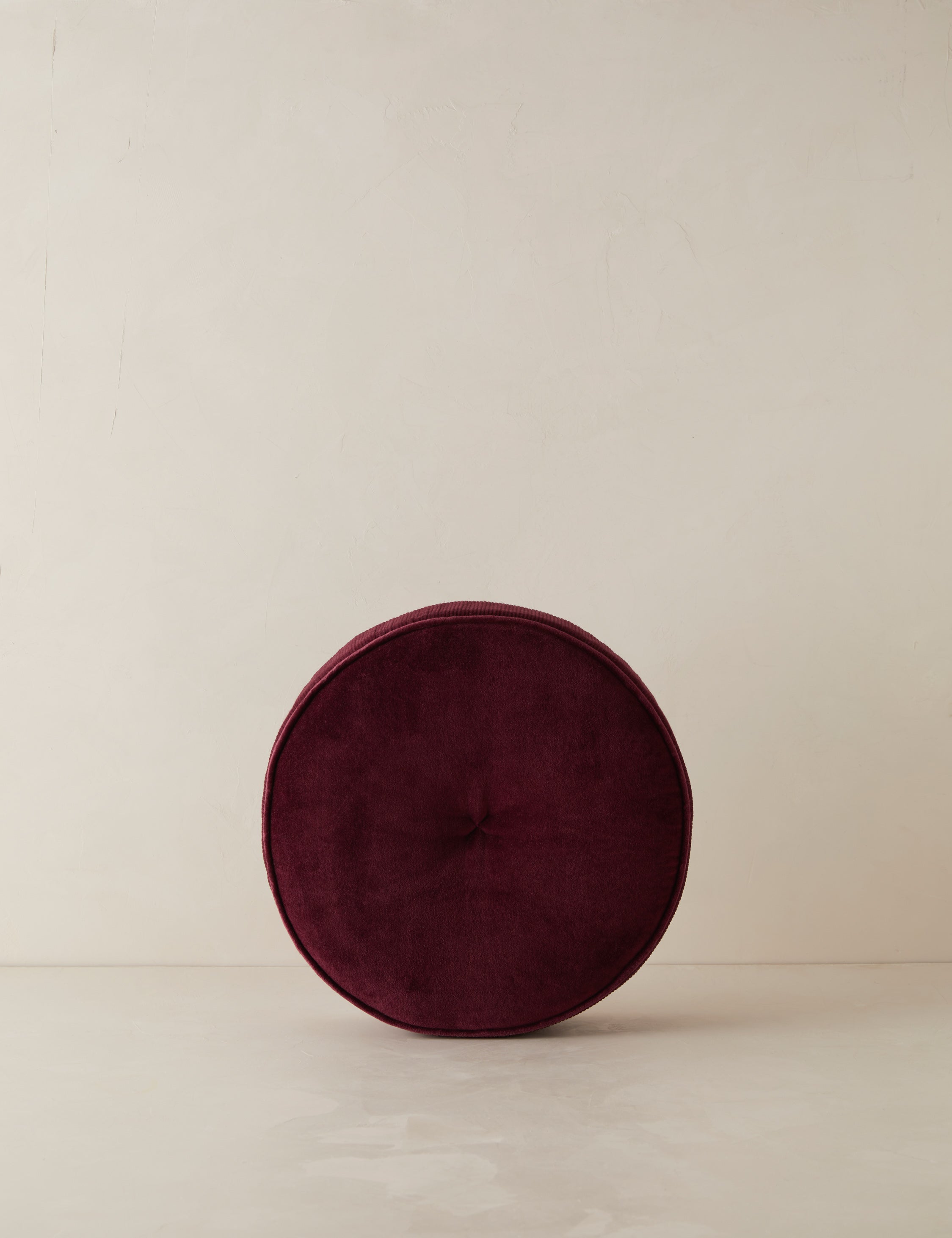 Bela Velvet Disc Pillow | Piped Edges, Ribbed Siding
