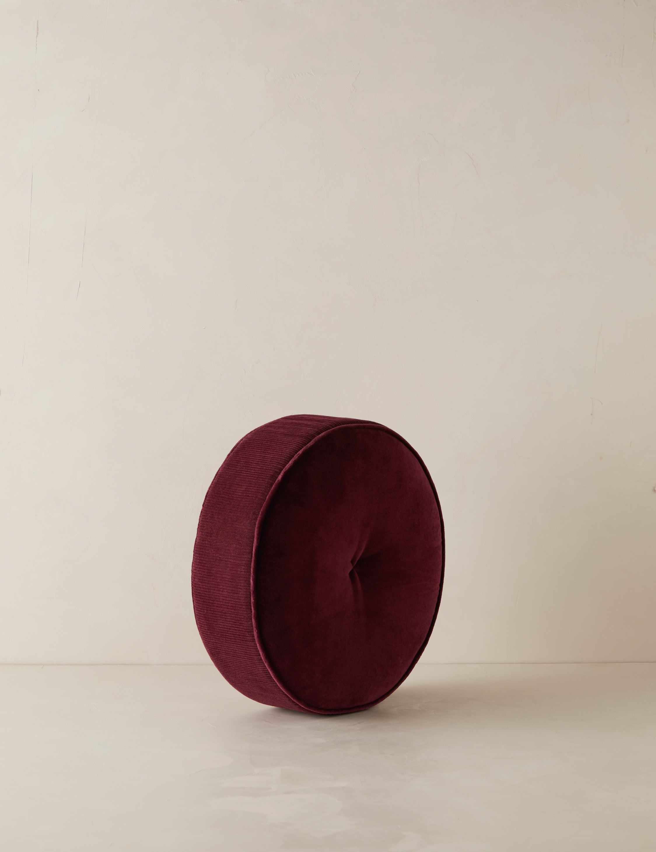 Bela Velvet Disc Pillow | Piped Edges, Ribbed Siding