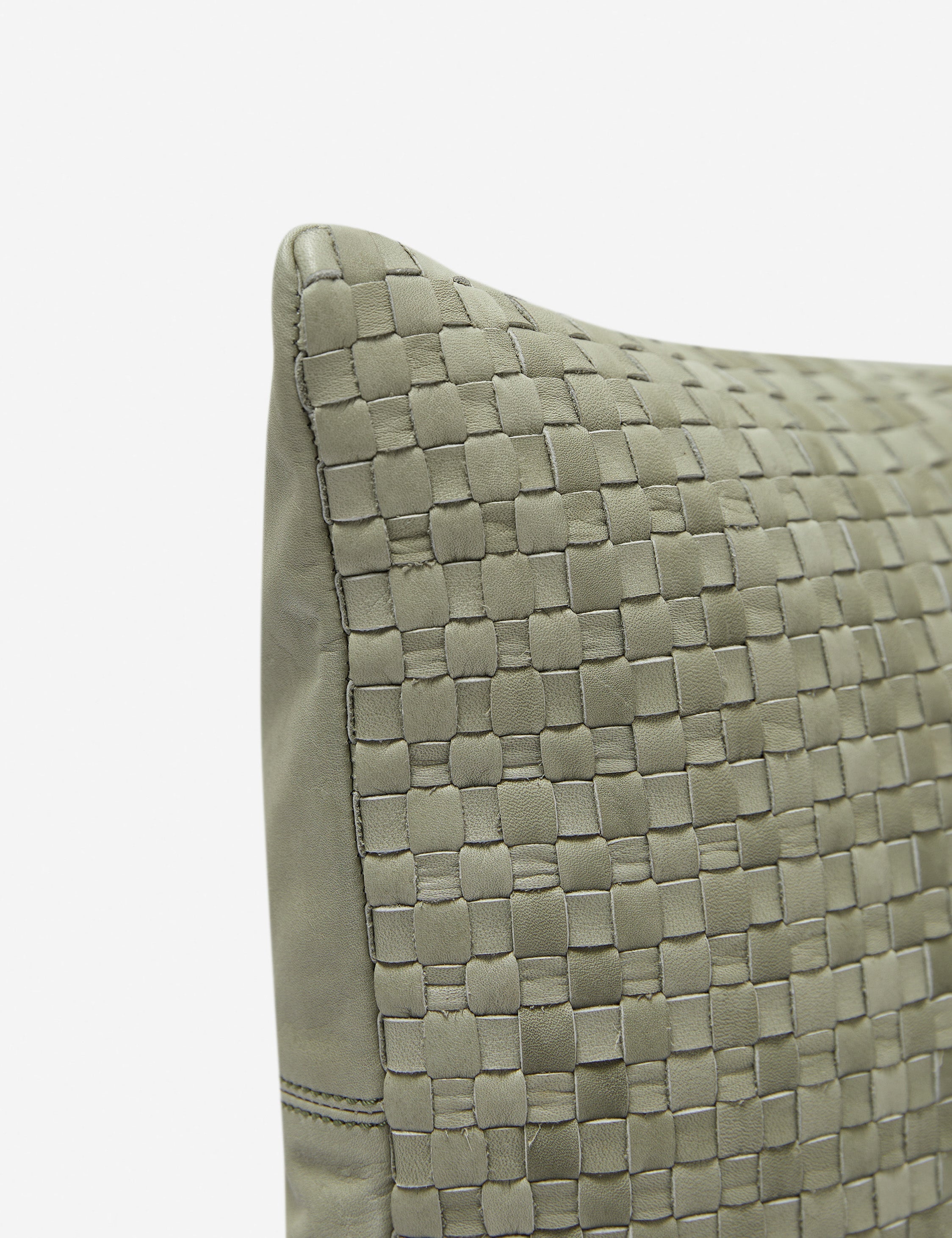 Vireo Leather Pillow | Handcrafted Basketweave Design