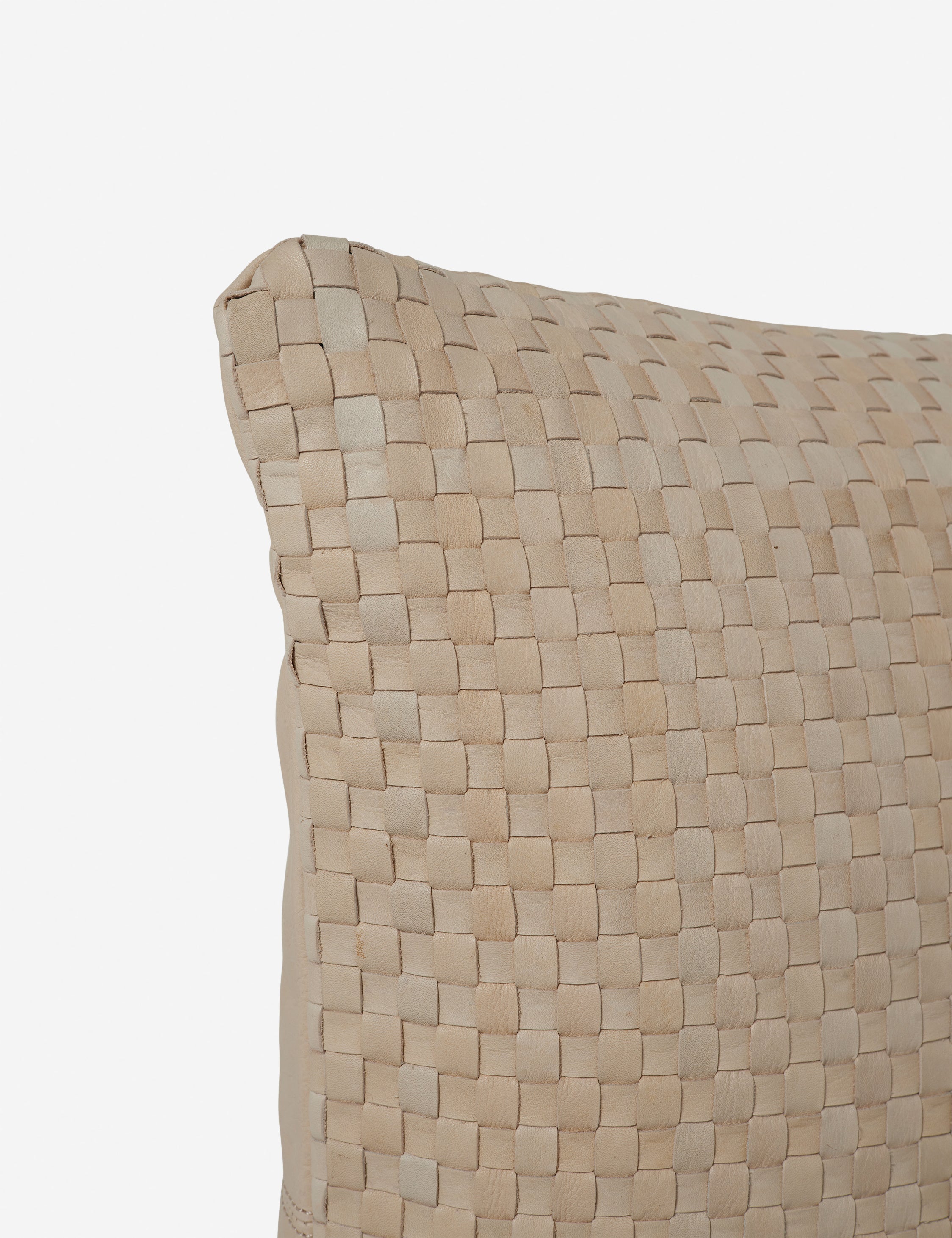 Vireo Leather Pillow | Handcrafted Basketweave Design