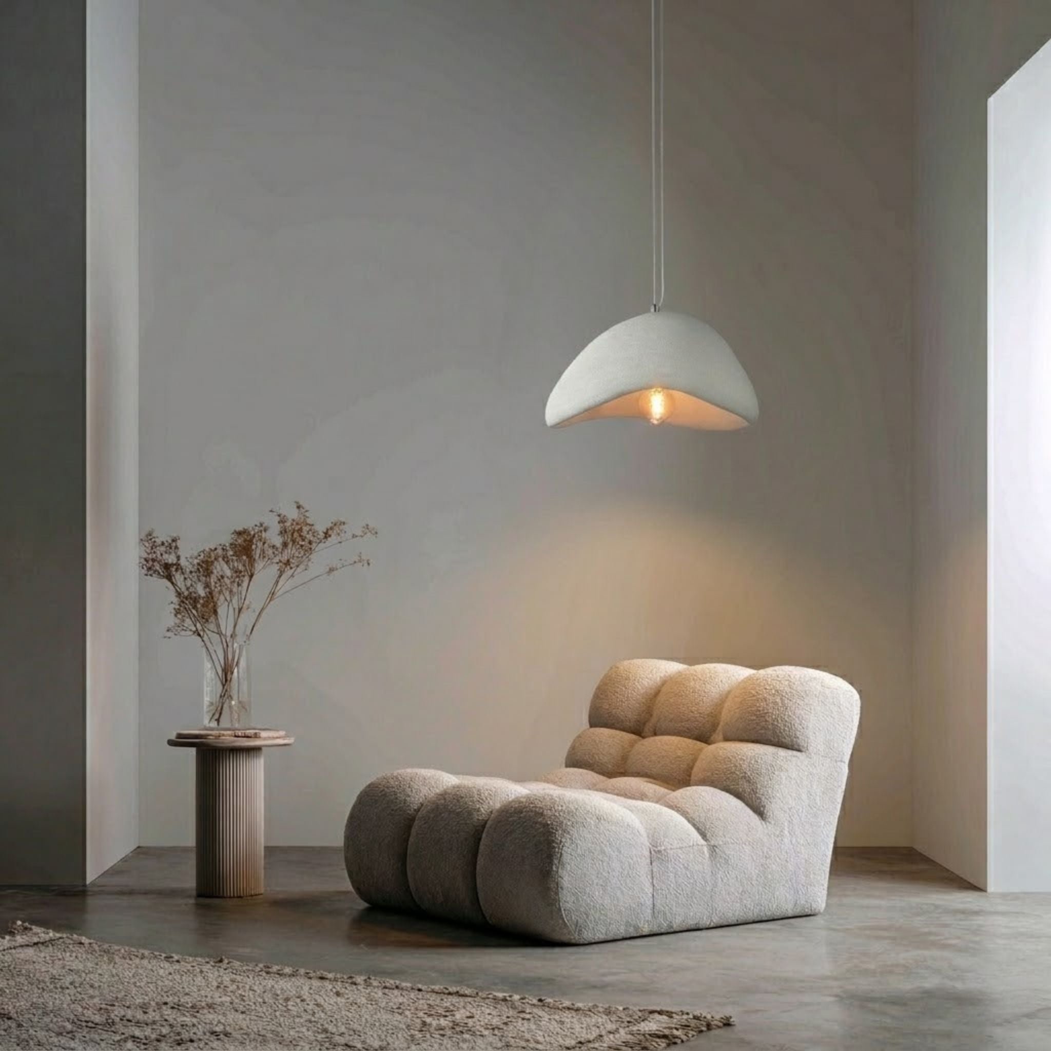 Bela Wave Ceiling Lamp | Japandi Design, Matte White Finish