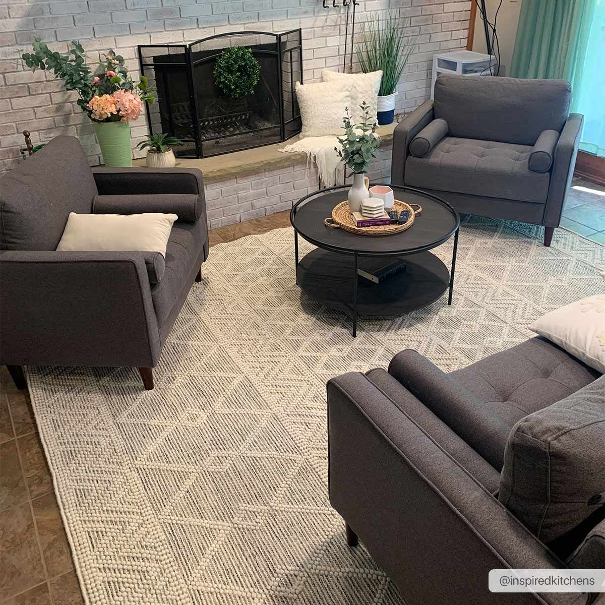 Brixon Area Rug  Hand Woven  100% Wool, Transitional Style