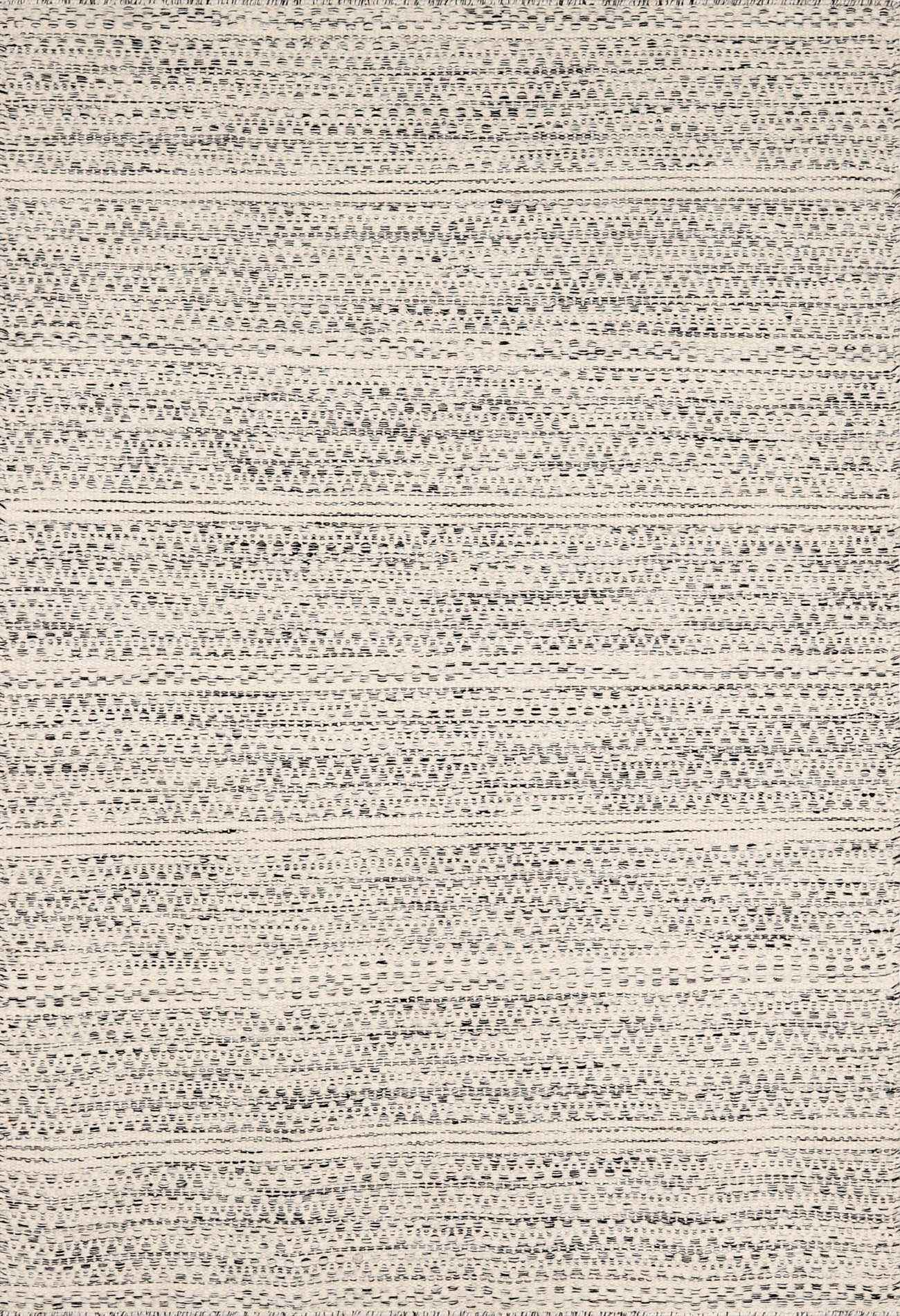 Wyla Wool Area Rug Hand Woven Medium Pile Cream Black