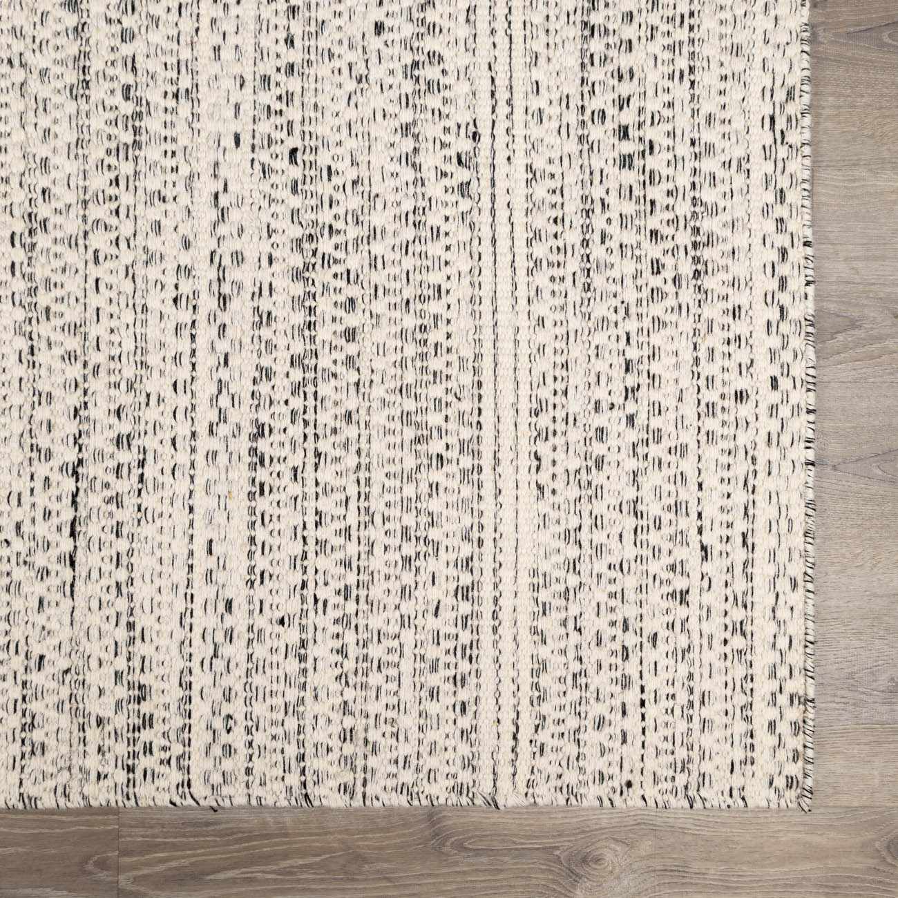 Wyla Wool Area Rug Hand Woven Medium Pile Cream Black