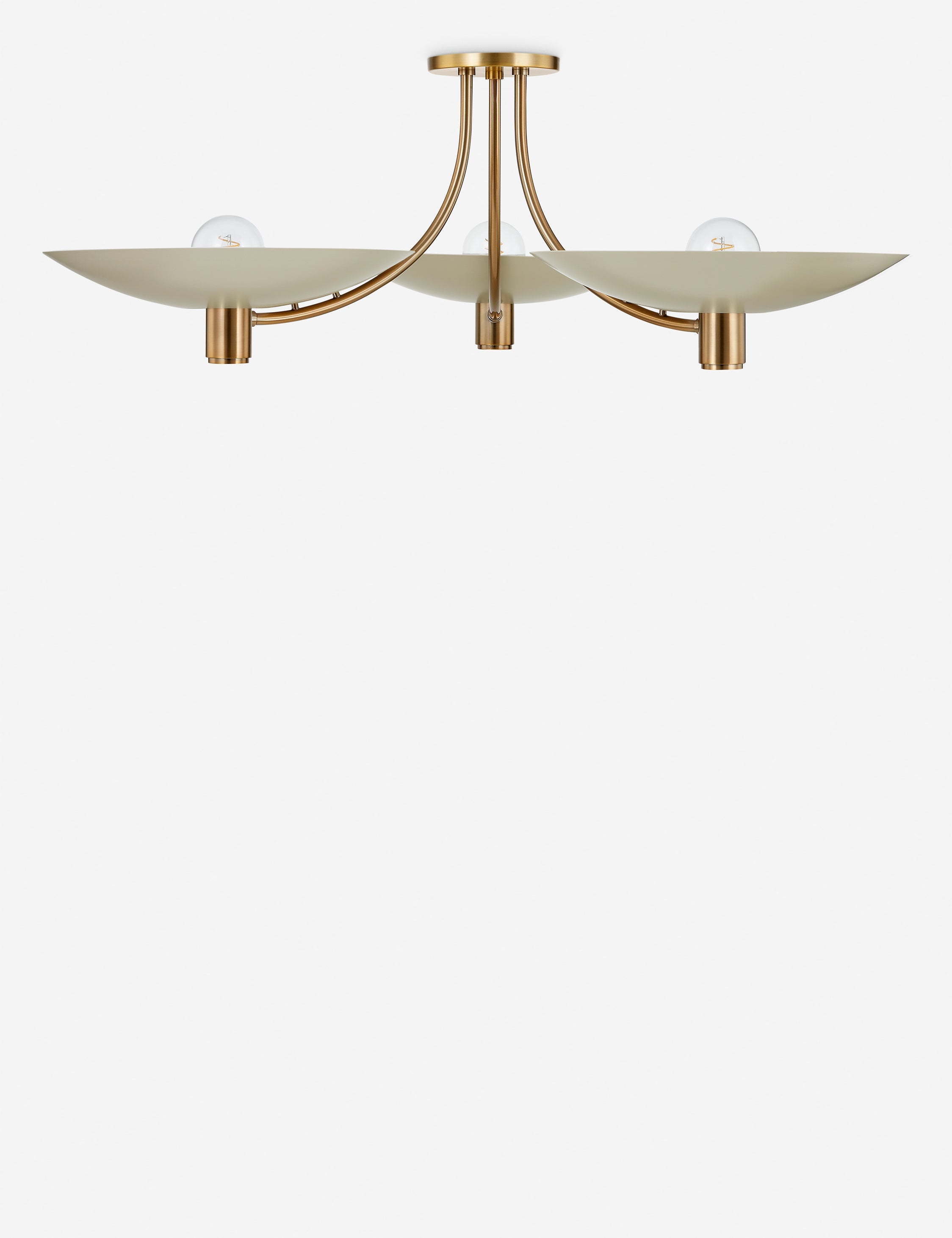Taro Semi-Flush Mount Light | Elegant Curved Arms, Three Bowl Shades