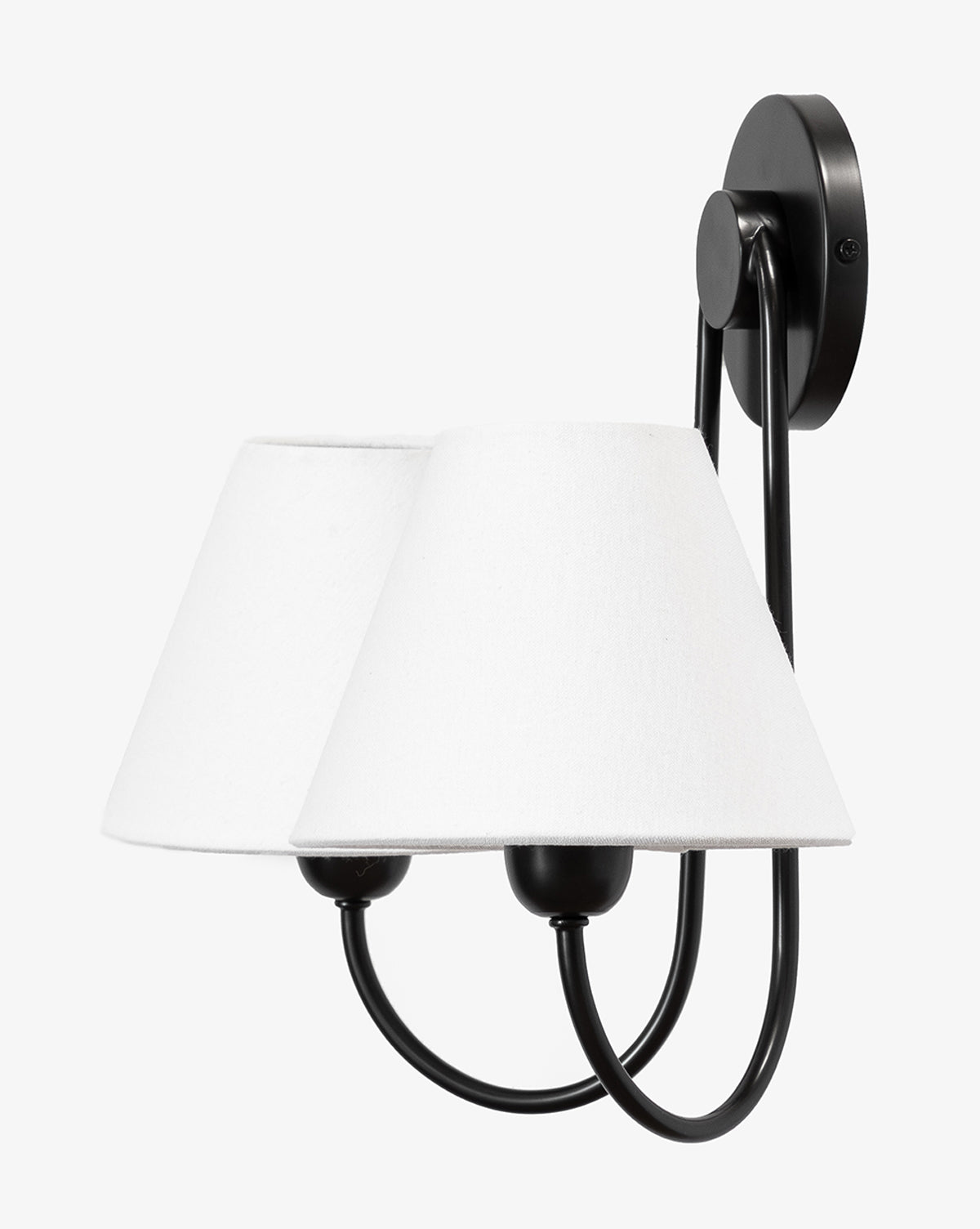 Bramble Double Swoop Sconce  Brass Body, Linen Shades