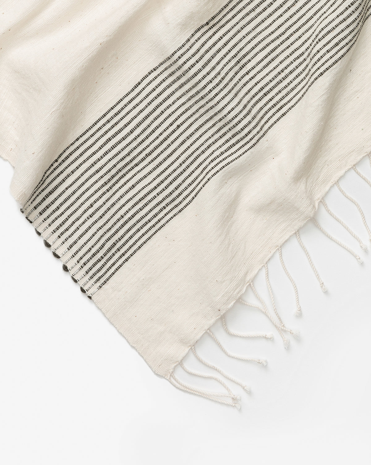 Waldo Hand Towel  Tasseled Edges, Striped Design