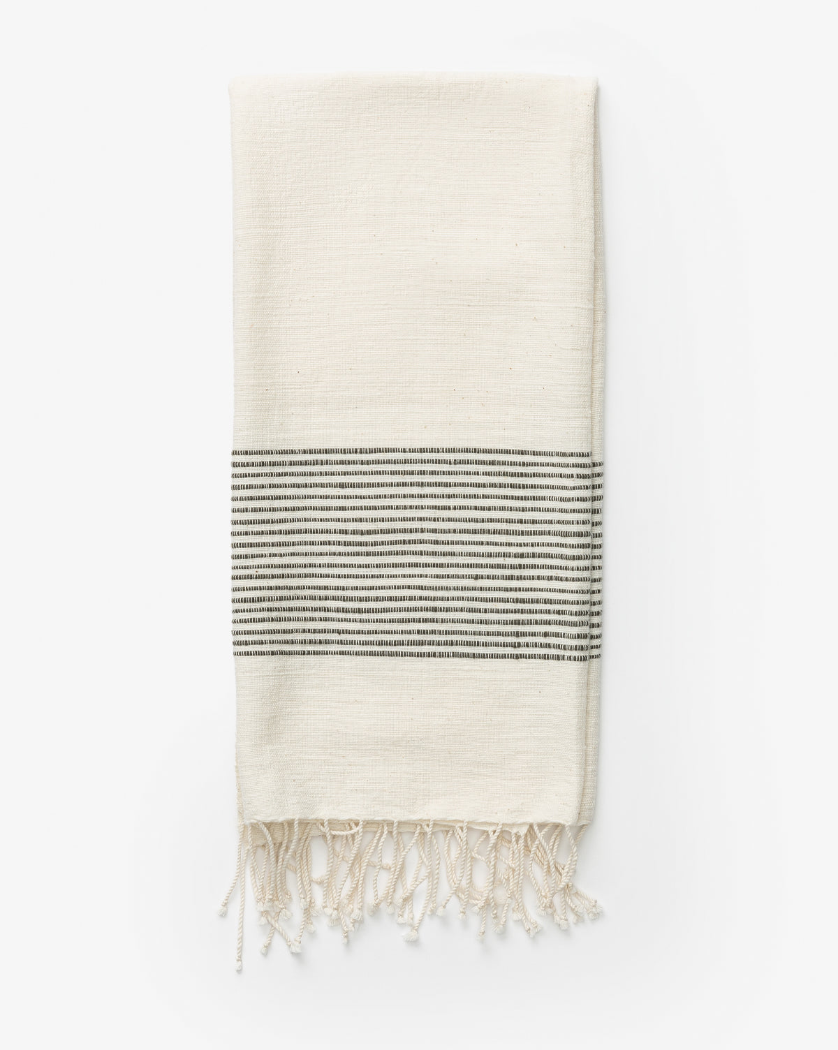 Waldo Hand Towel  Tasseled Edges, Striped Design