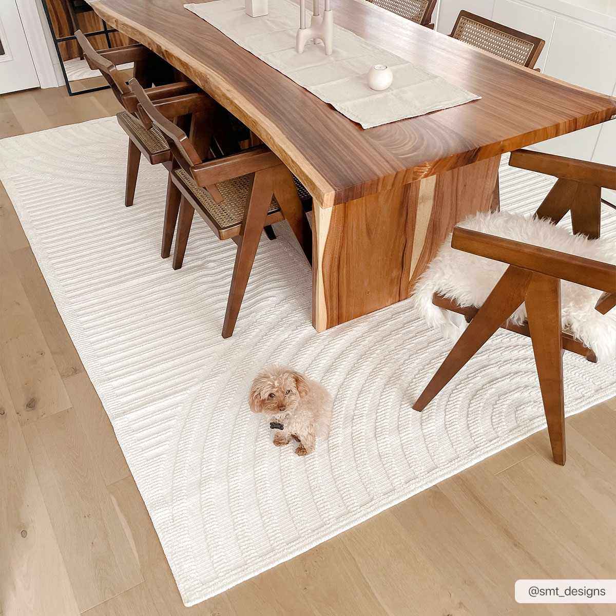 Deron White Washable 3D Rug