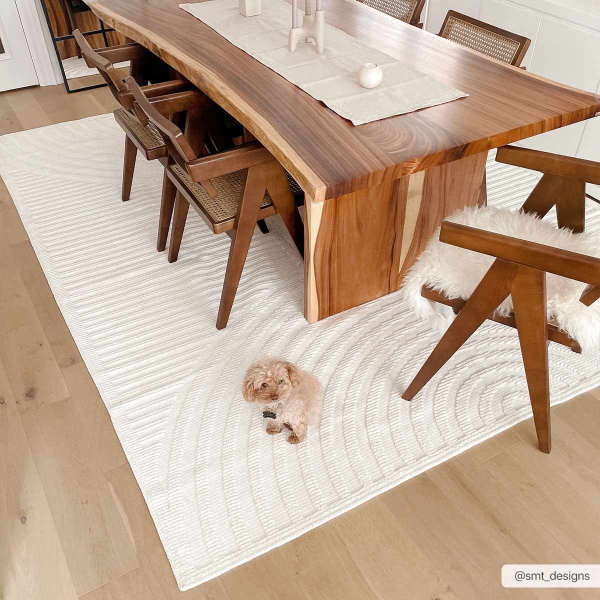 Davo 3D Rug Machine Washable Medium Pile Off-White