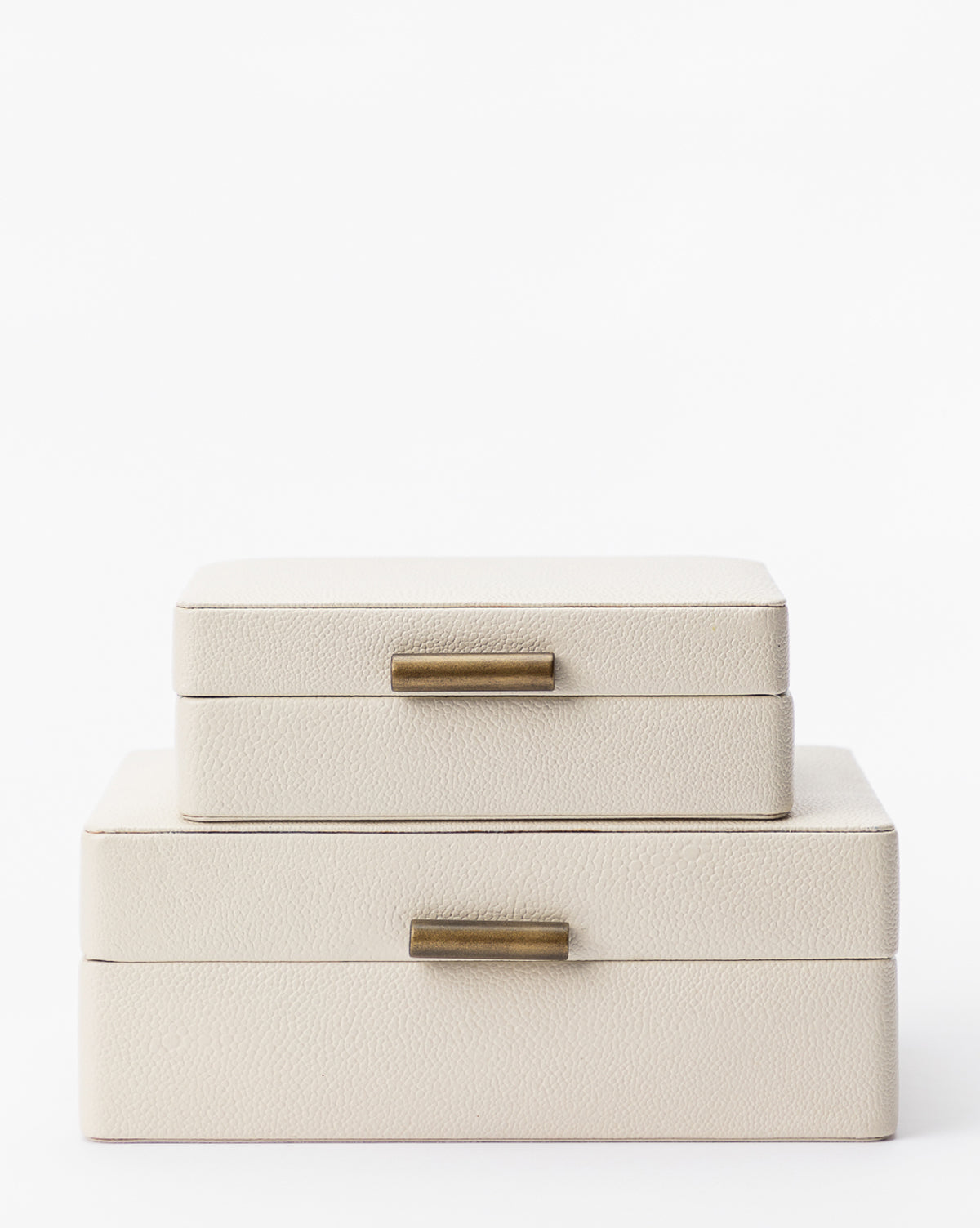 Bela Shagreen Box  Cream Finish with Metallic Hardware
