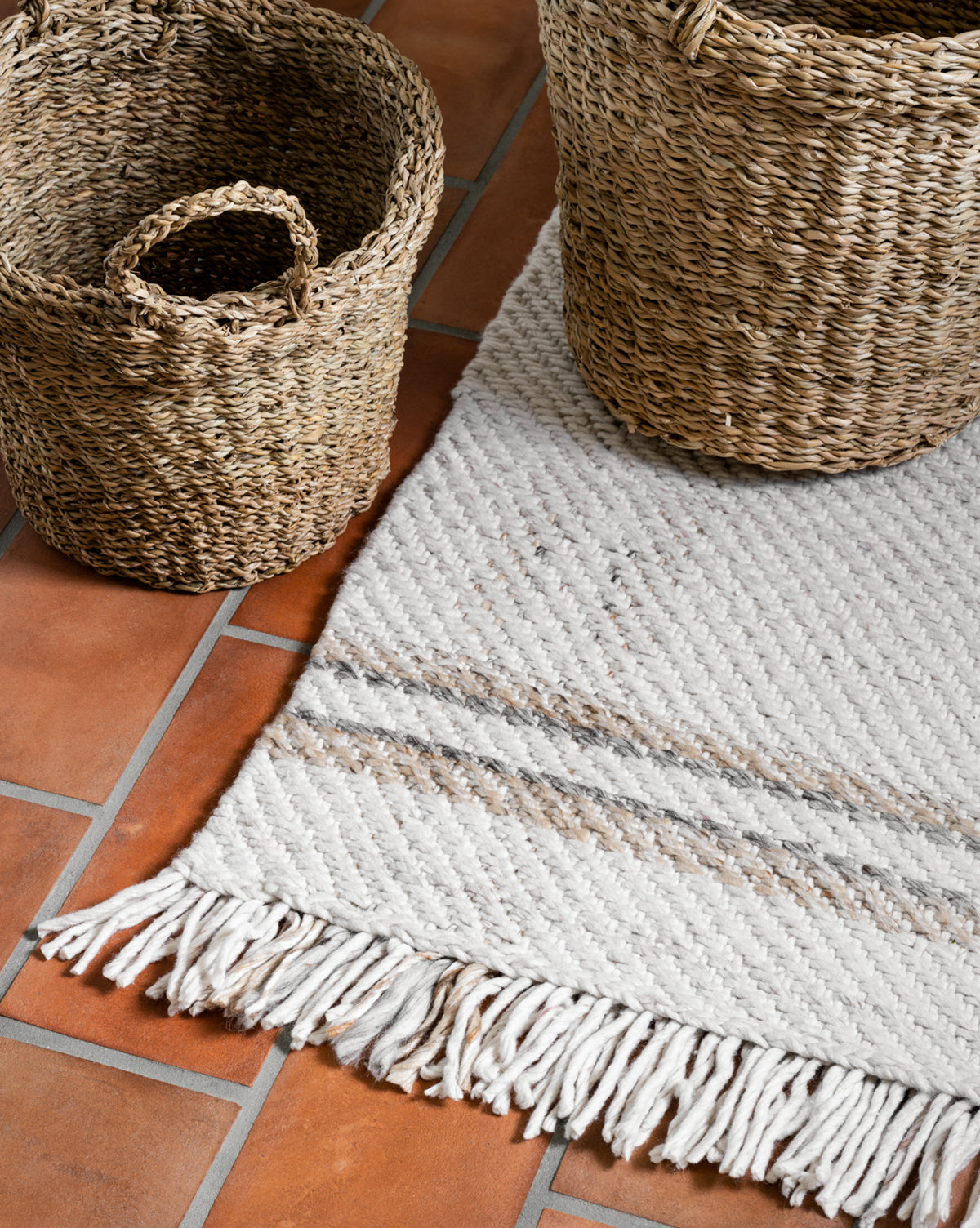 Bello Handwoven Rug  Indoor/Outdoor with Multi-Colored Fringe
