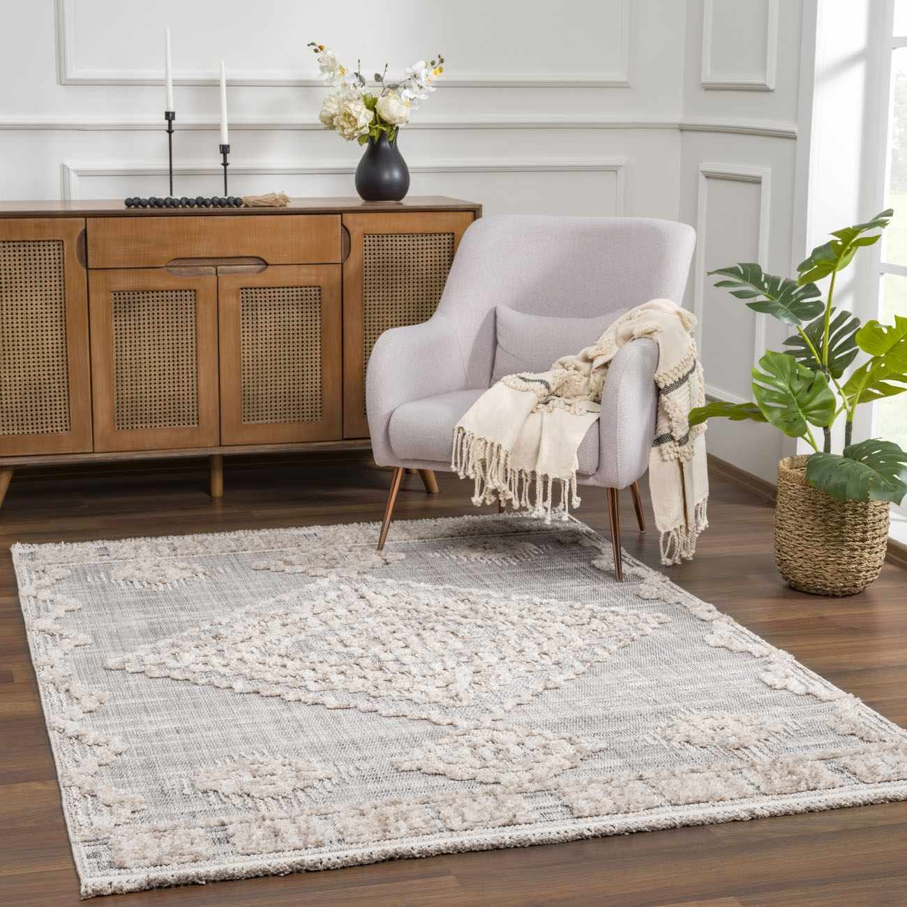 Aero Ampusungan Area Rug  High Pile  Transitional Bohemian Design