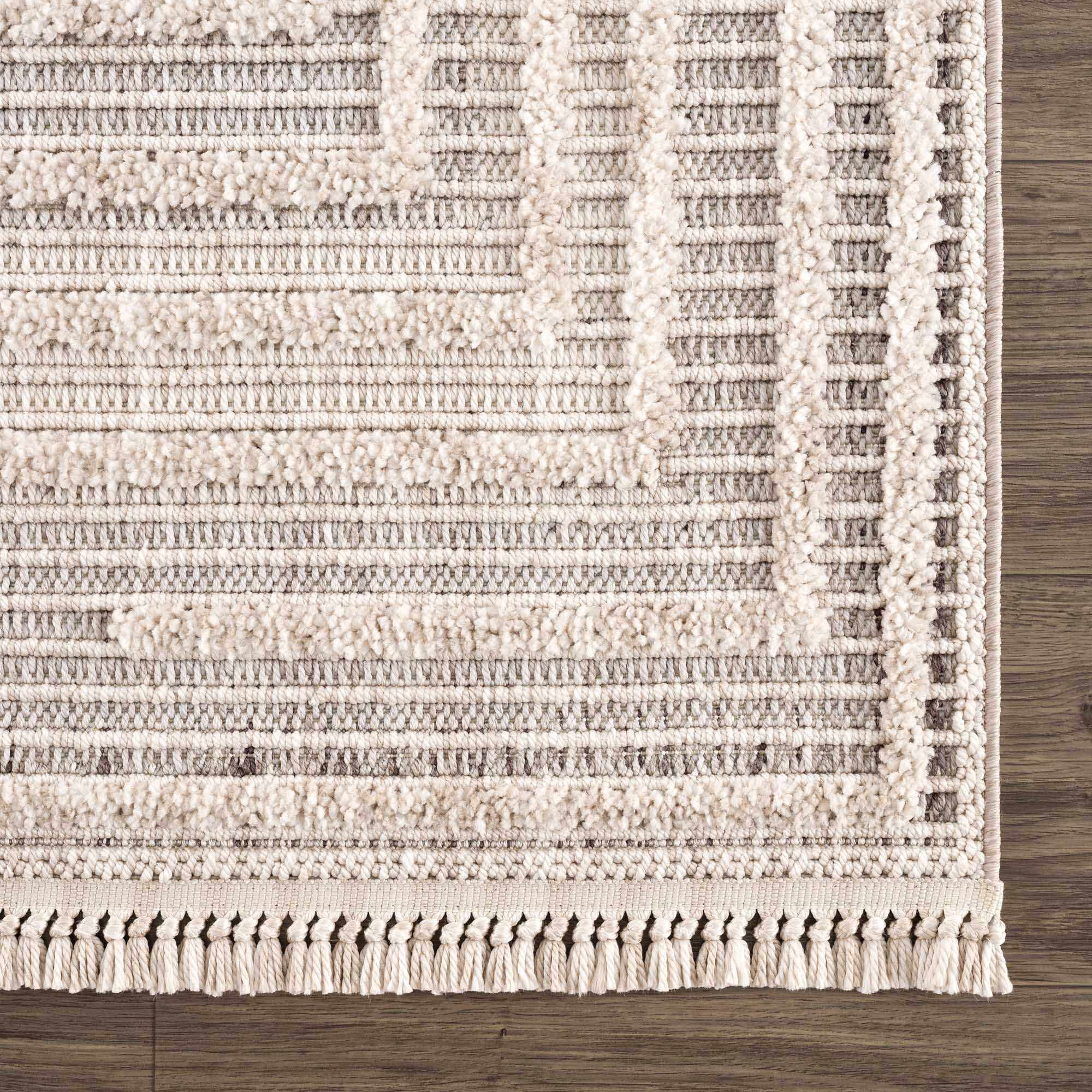 Lunara Area Rug  High Pile  Machine Woven Polyester  Charcoal/Cream