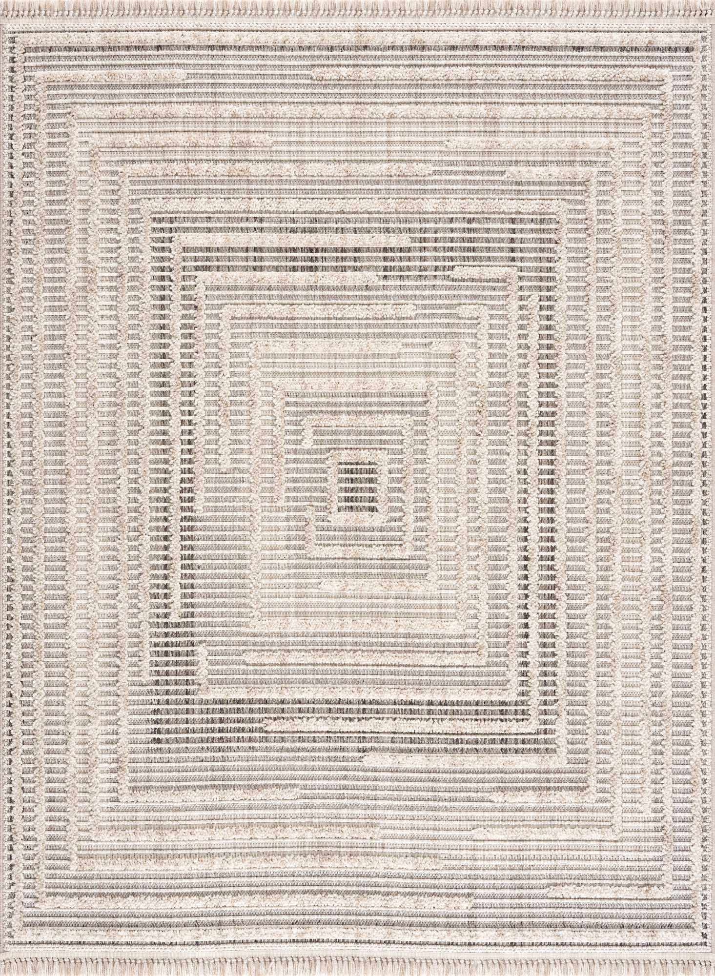 Lunara Area Rug  High Pile  Machine Woven Polyester  Charcoal/Cream