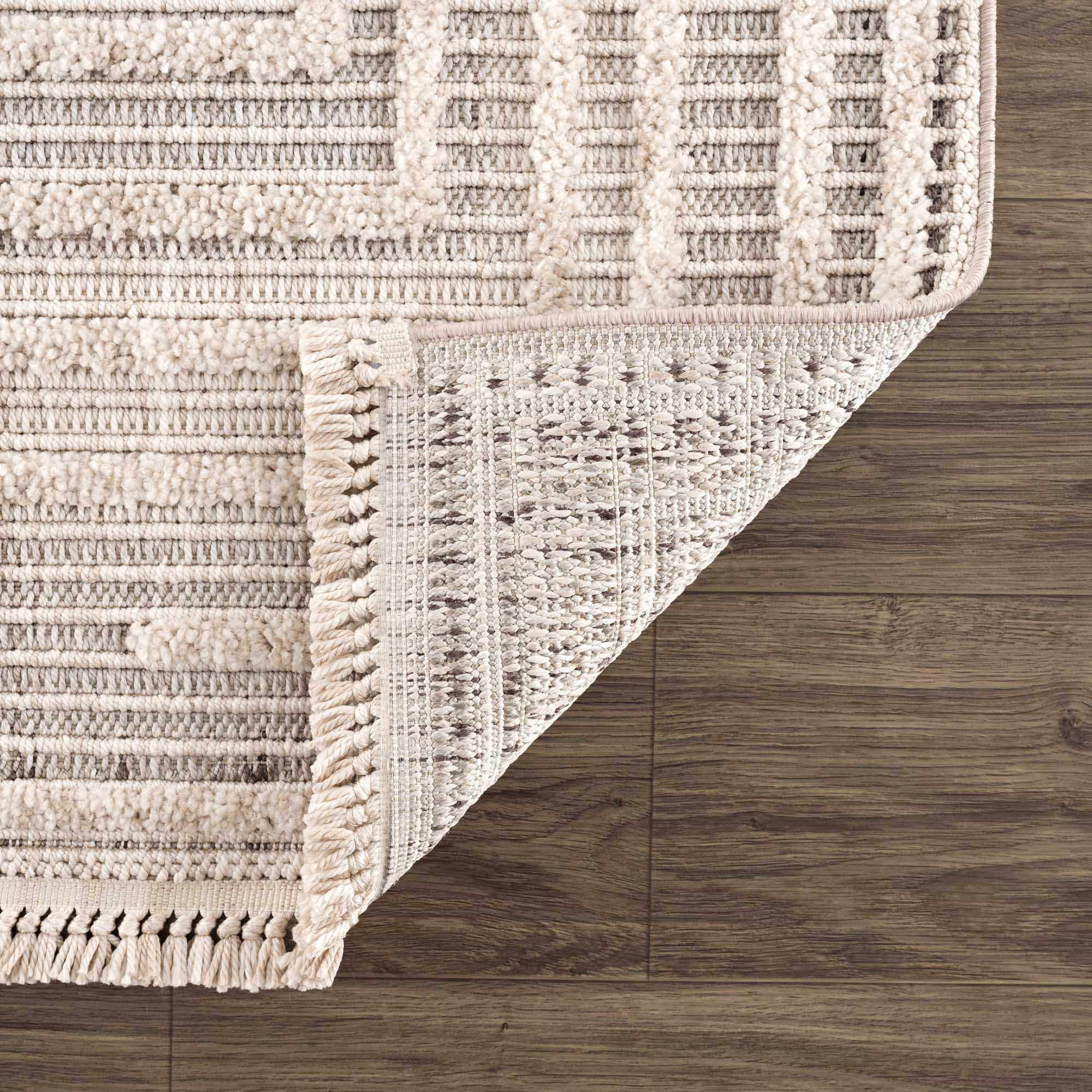 Lunara Area Rug  High Pile  Machine Woven Polyester  Charcoal/Cream