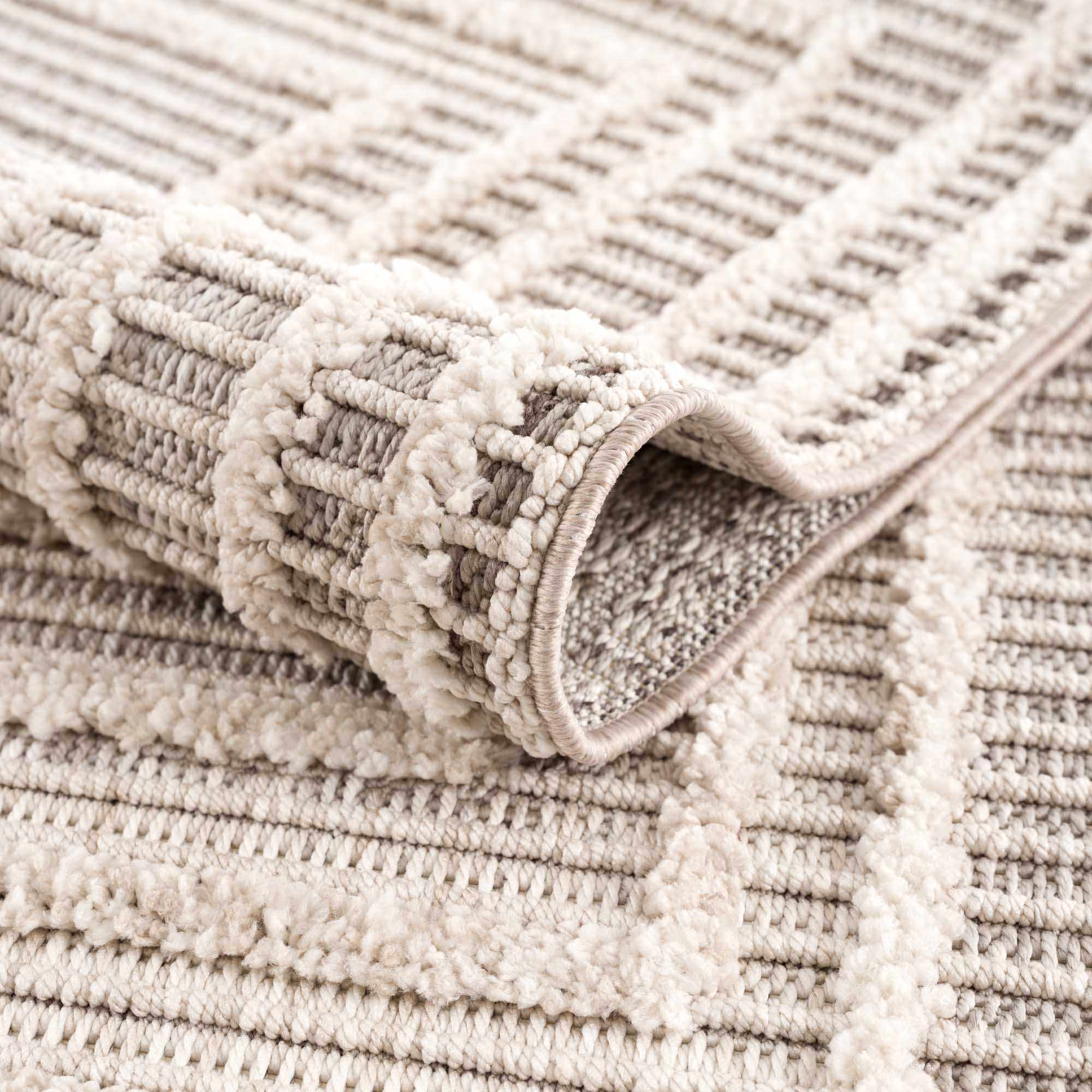 Lunara Area Rug  High Pile  Machine Woven Polyester  Charcoal/Cream