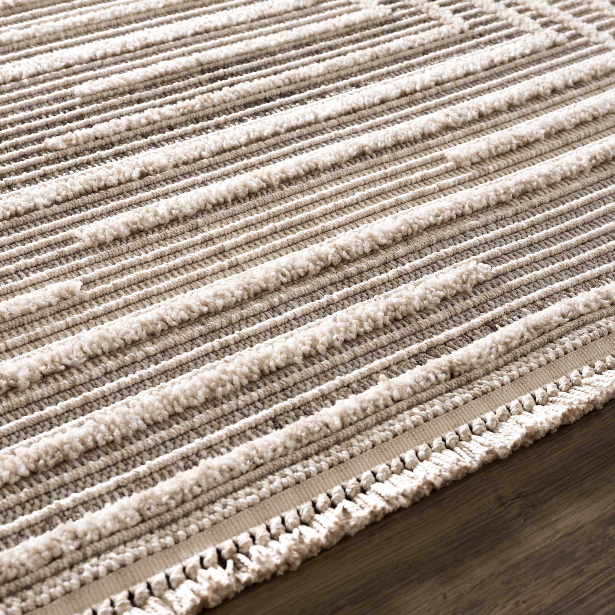 Lunara Area Rug  High Pile  Machine Woven Polyester  Charcoal/Cream