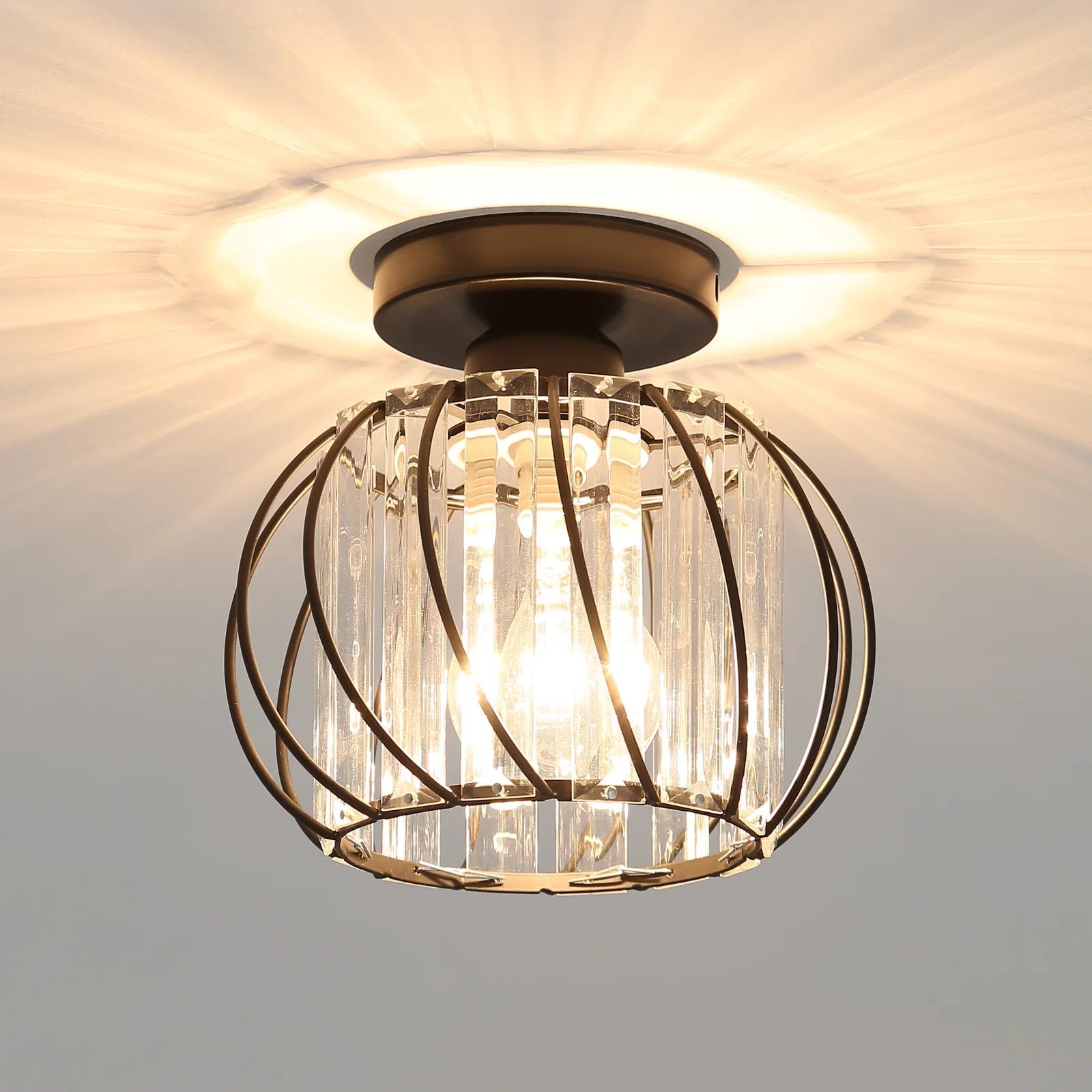 Dante Plafondlamp | Open Design met Glas & Metaal, Zwart of Goud