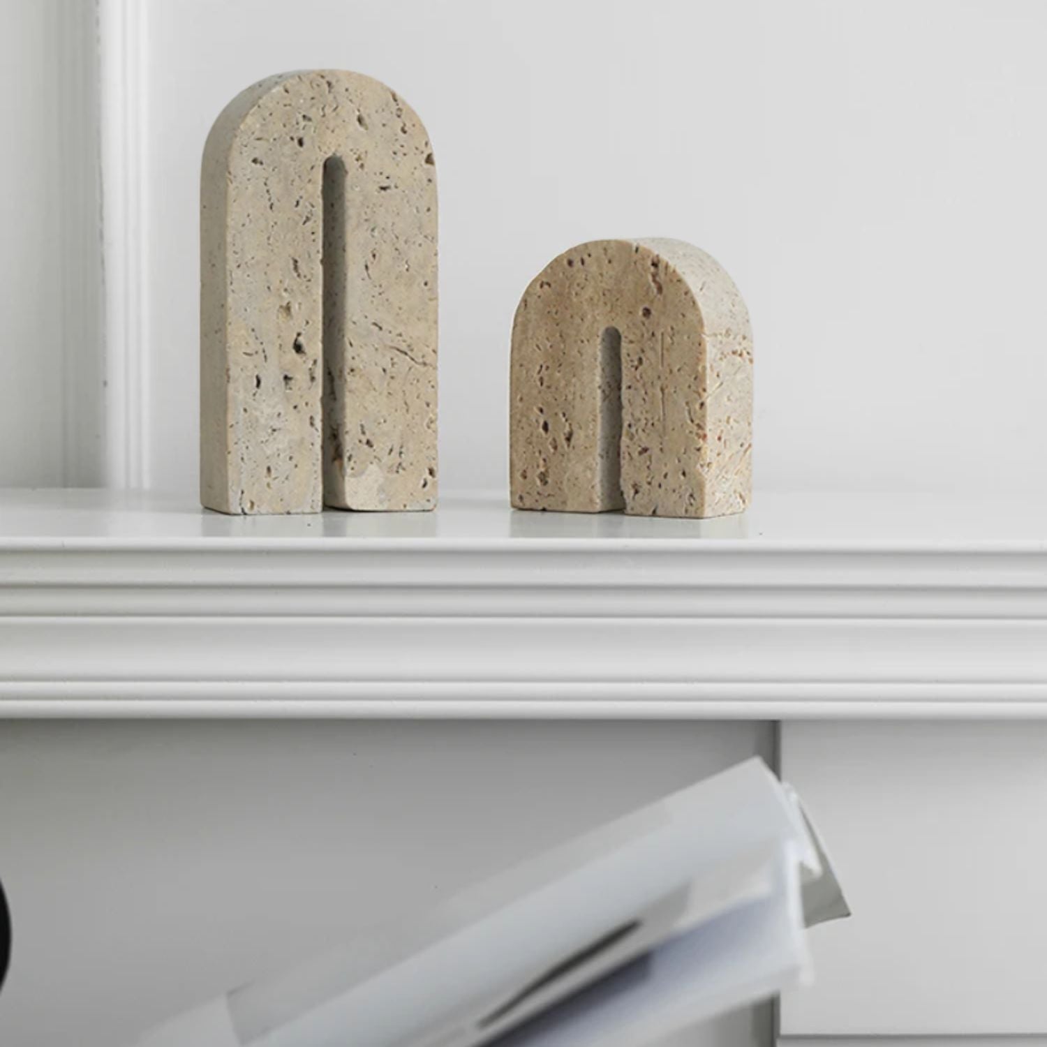 Bela Small Decorative Arch | Natural Travertine Stone, Minimalist Design