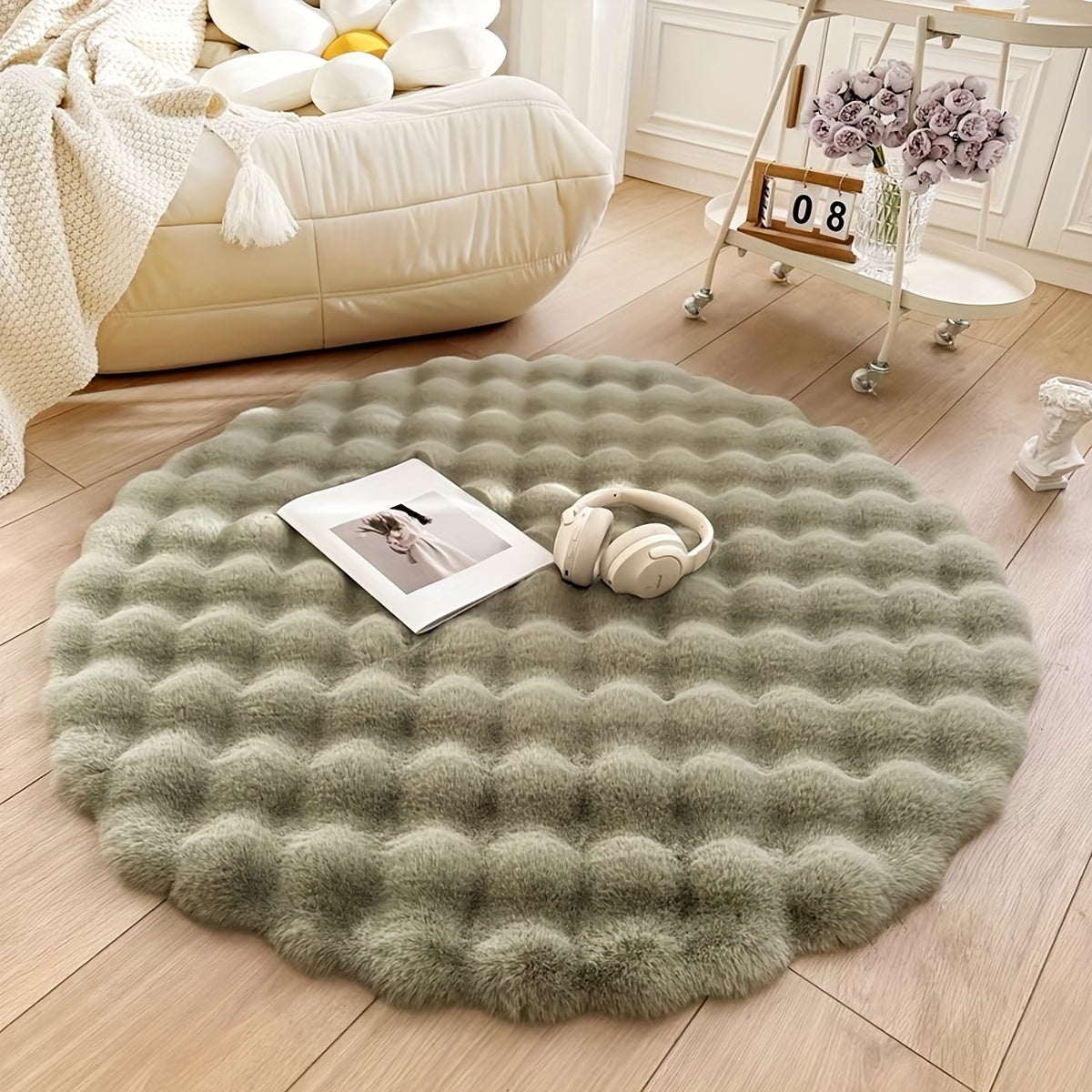 Belo Round Bubble Rug | Ultra-Soft Fleece, Easy to Clean