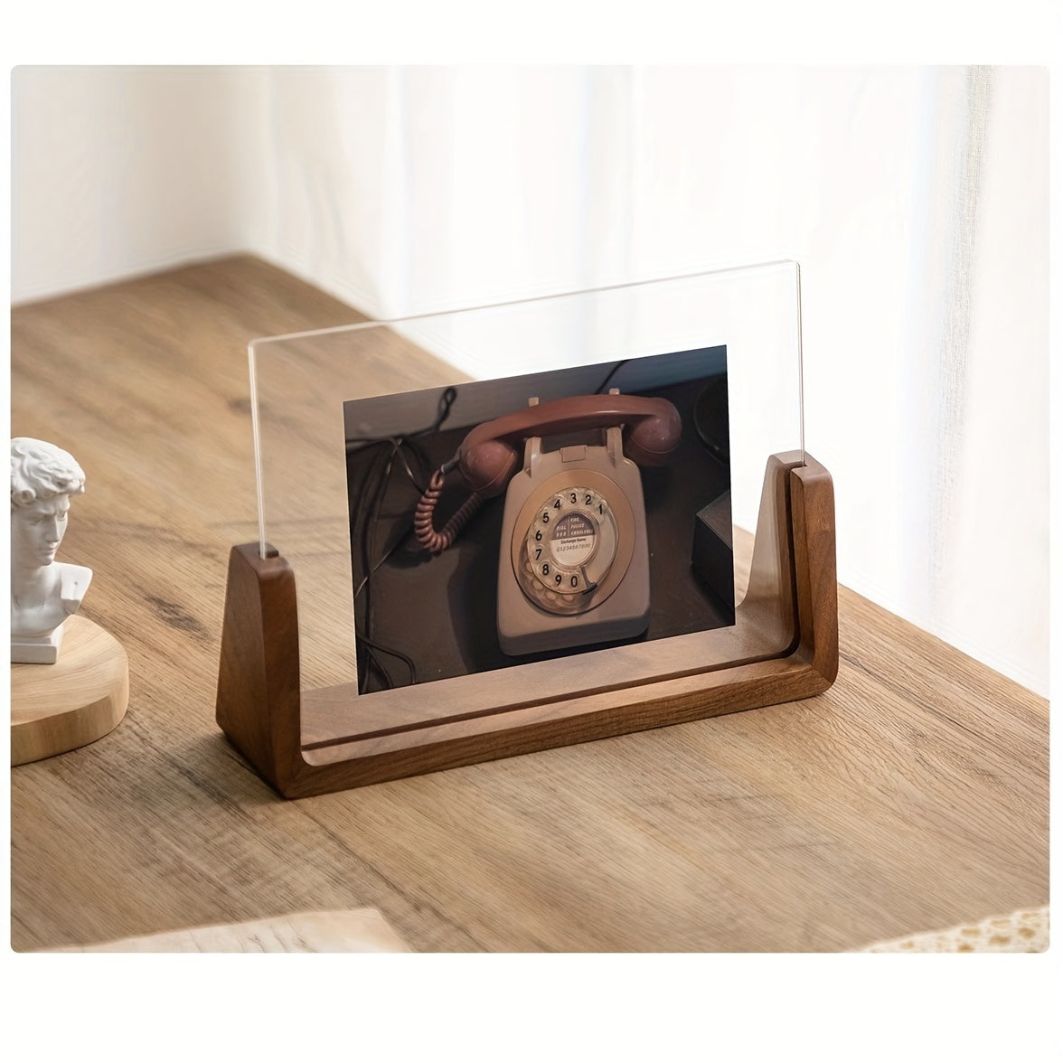 Bela U-Shaped Photo Frame | Solid Wood & Acrylic, Minimalist Display