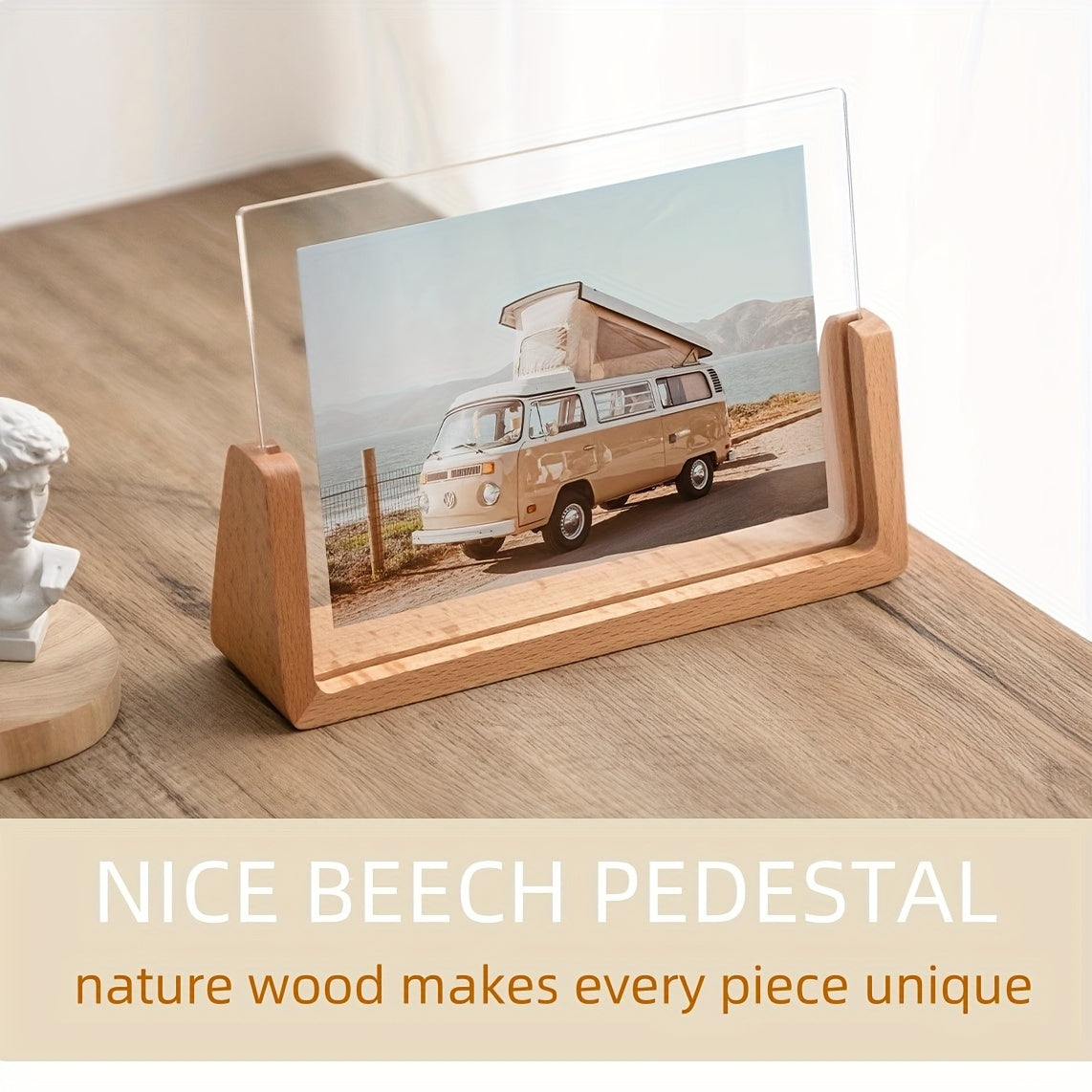 Bela U-Shaped Photo Frame | Solid Wood & Acrylic, Minimalist Display