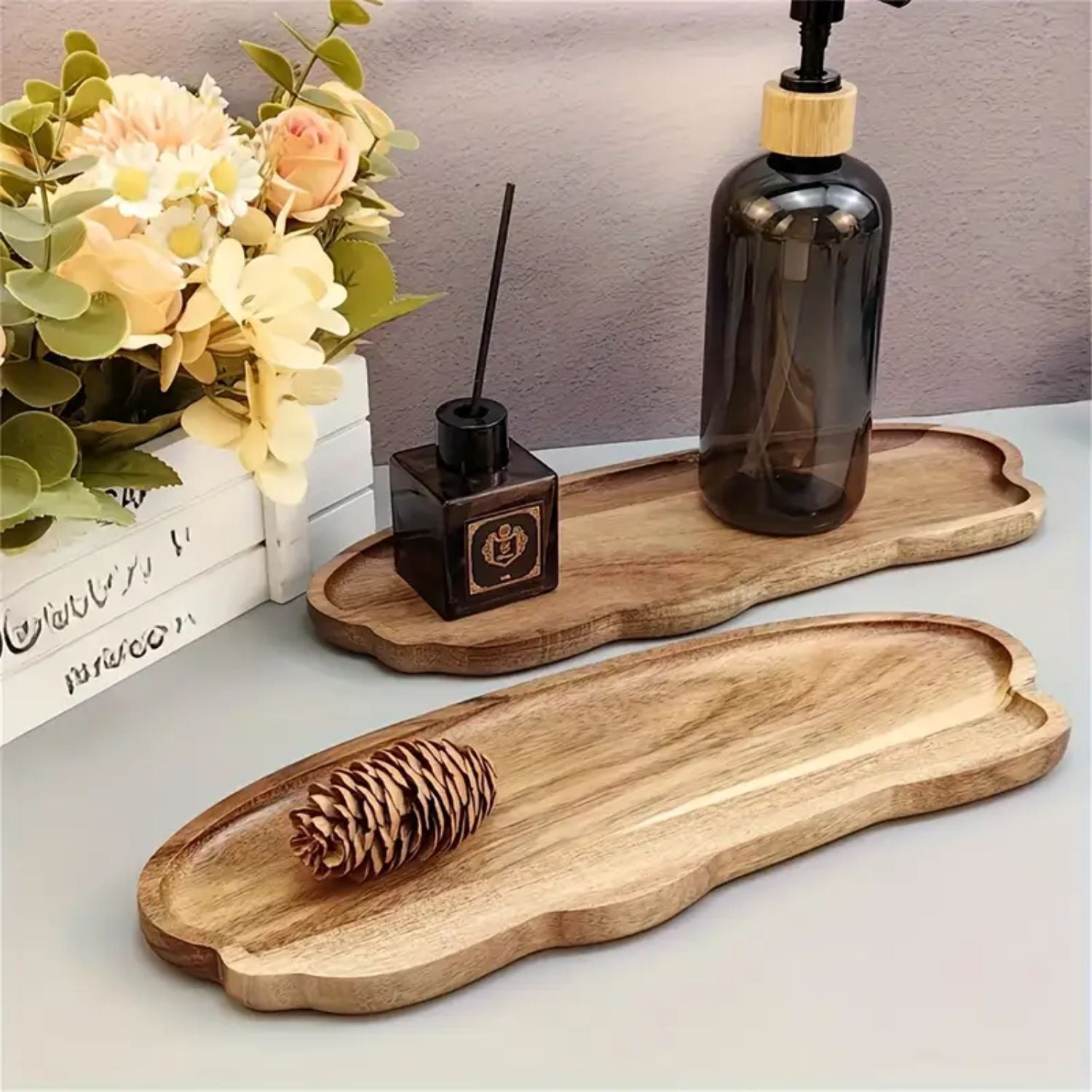 Bela Acacia Wood Tray | Irregular Design with Natural Grain