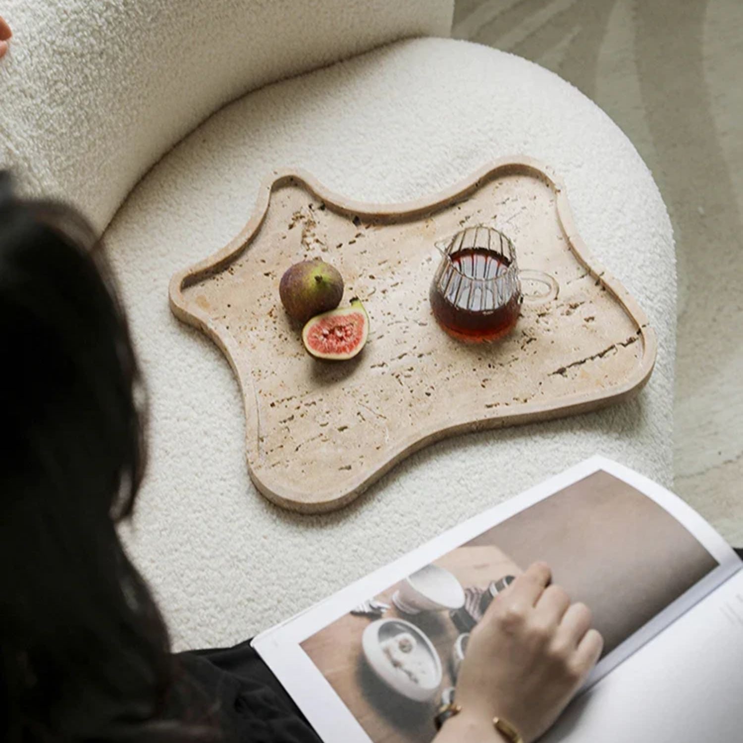 Bela Irregular Stone Tray | Handcrafted Natural Ochre Design