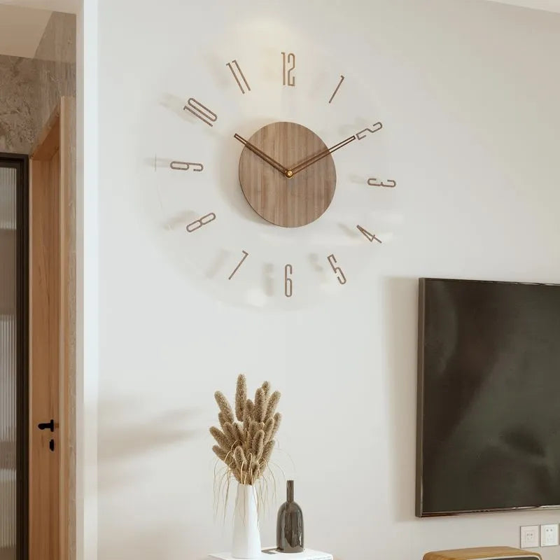 Belo Wall Clock | Silent Quartz, Wood & Acrylic Design